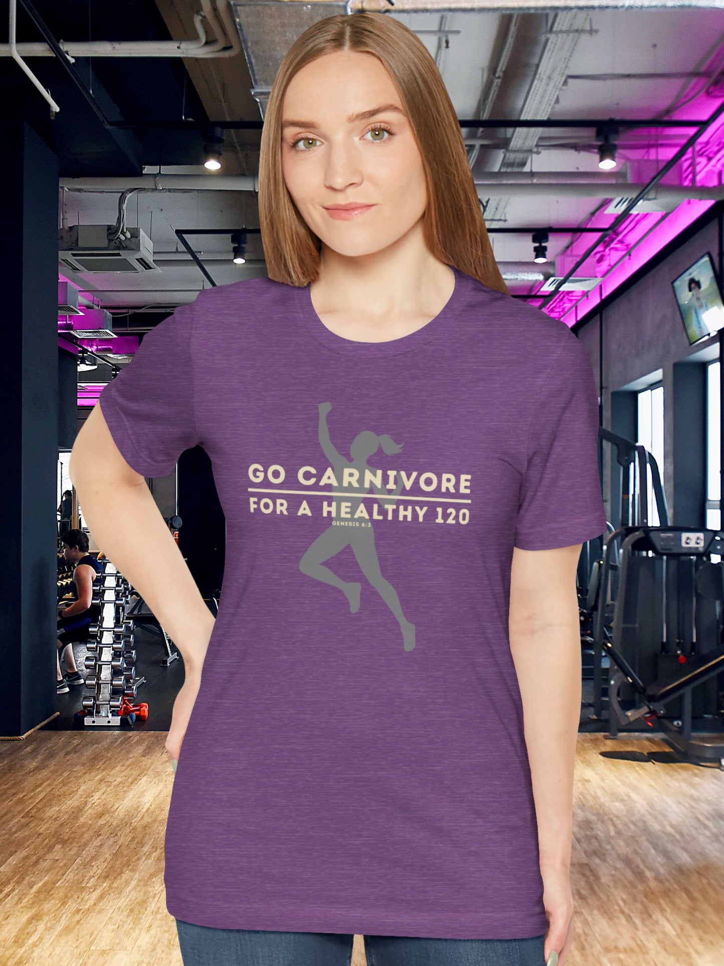 'Go Carnivore, For a Healthy 120, Genesis 6:3' Unisex T-Shirt (Women's Version), Christian Carnivore Tee
