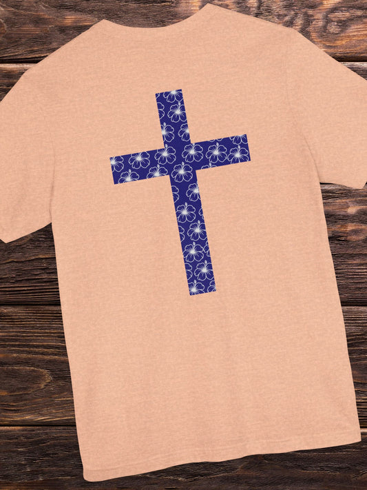Hibiscus Pattern Cross Back Design Unisex T-Shirt, Christian Apparel