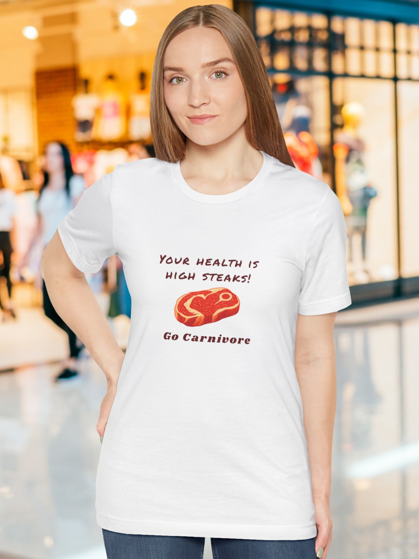'Your Health is High Steaks! Go Carnivore' Steak Graphic Unisex T-Shirt, Carnivore Diet Apparel, Health and Wellness