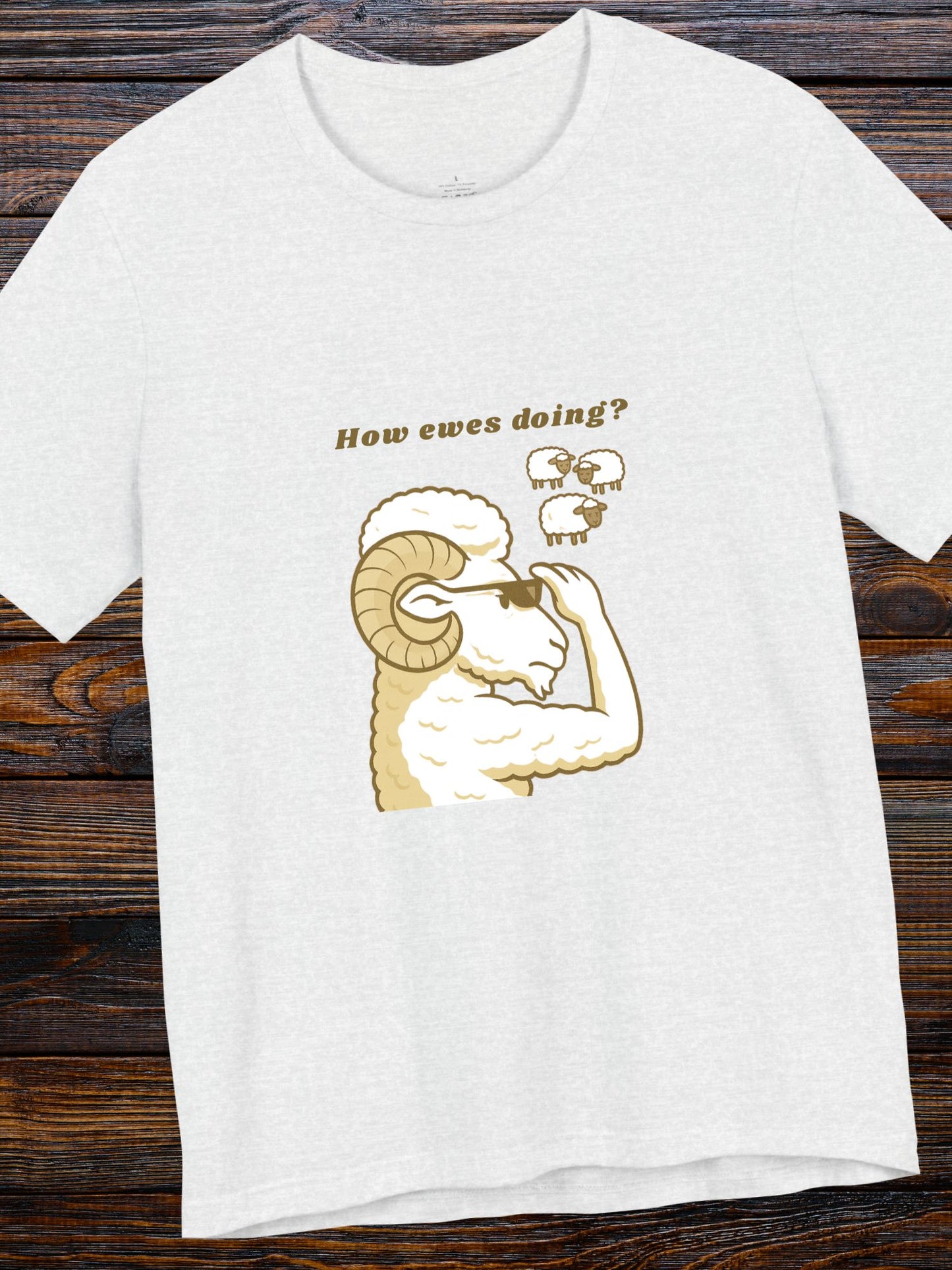 'How Ewes Doing?' Ram and Sheep Graphic Unisex T-Shirt, Gift funny sheep Tee, Casual Wear, Great for Parties