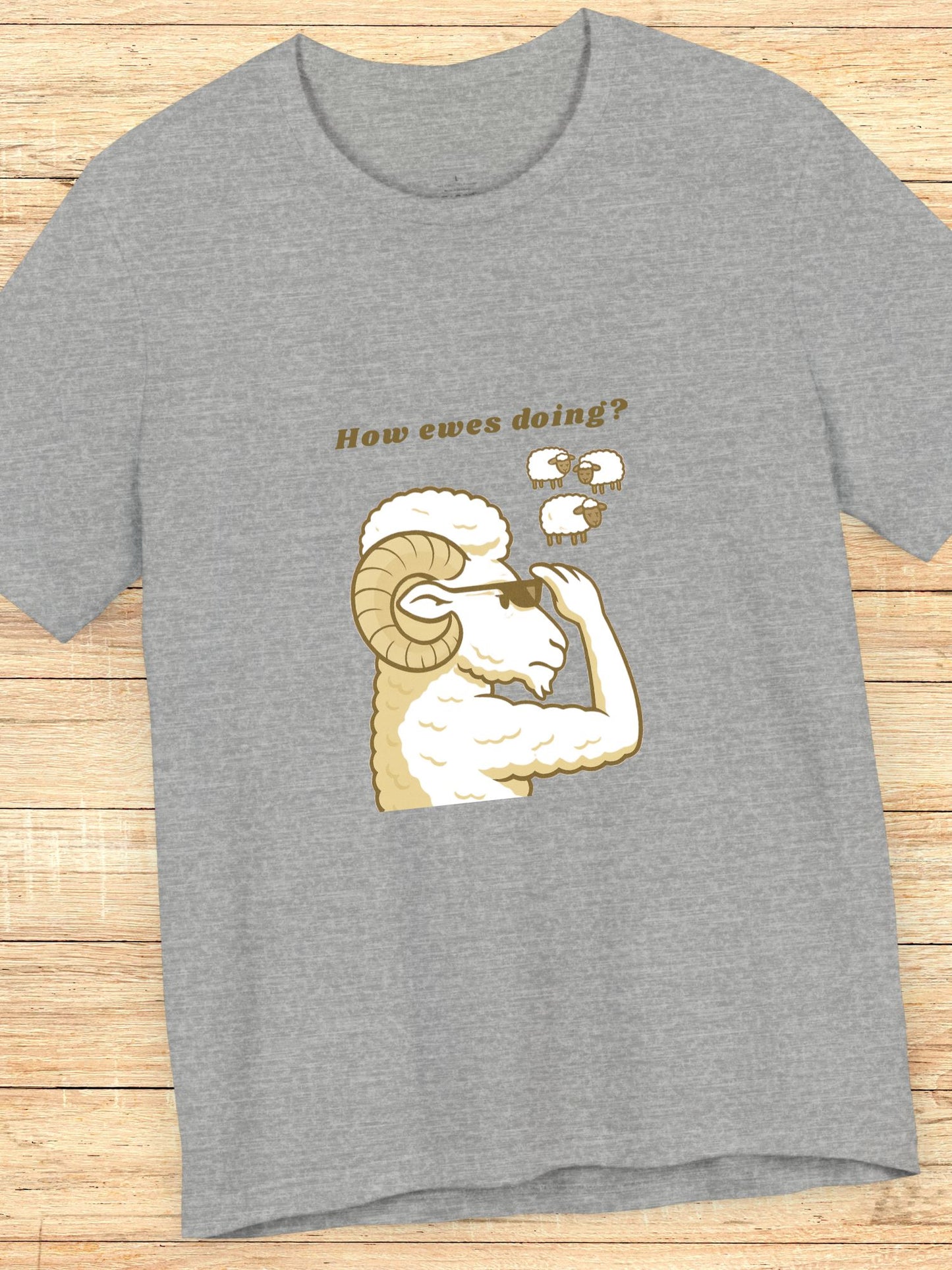 'How Ewes Doing?' Ram and Sheep Graphic Unisex T-Shirt, Gift funny sheep Tee, Casual Wear, Great for Parties