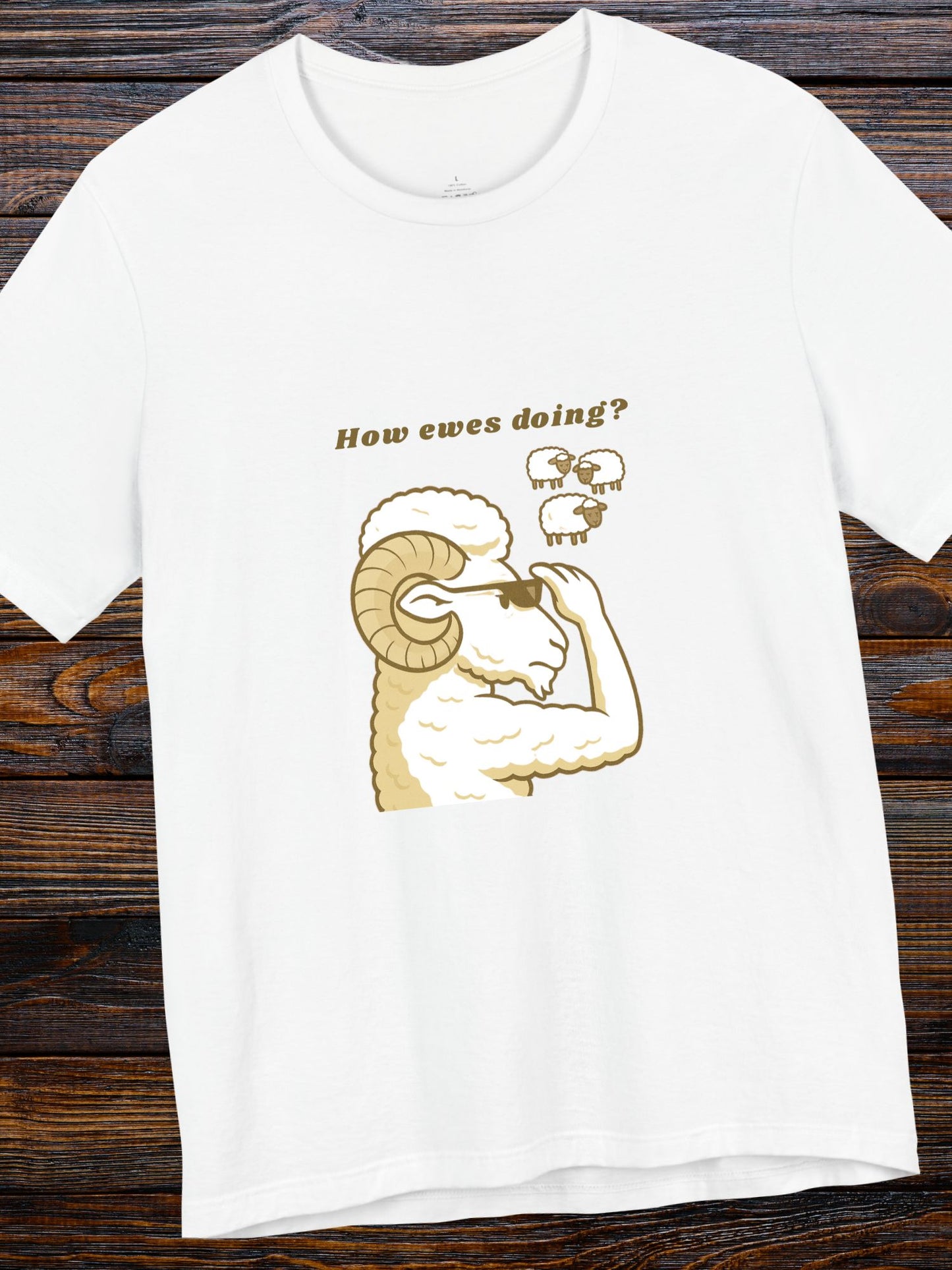 'How Ewes Doing?' Ram and Sheep Graphic Unisex T-Shirt, Gift funny sheep Tee, Casual Wear, Great for Parties