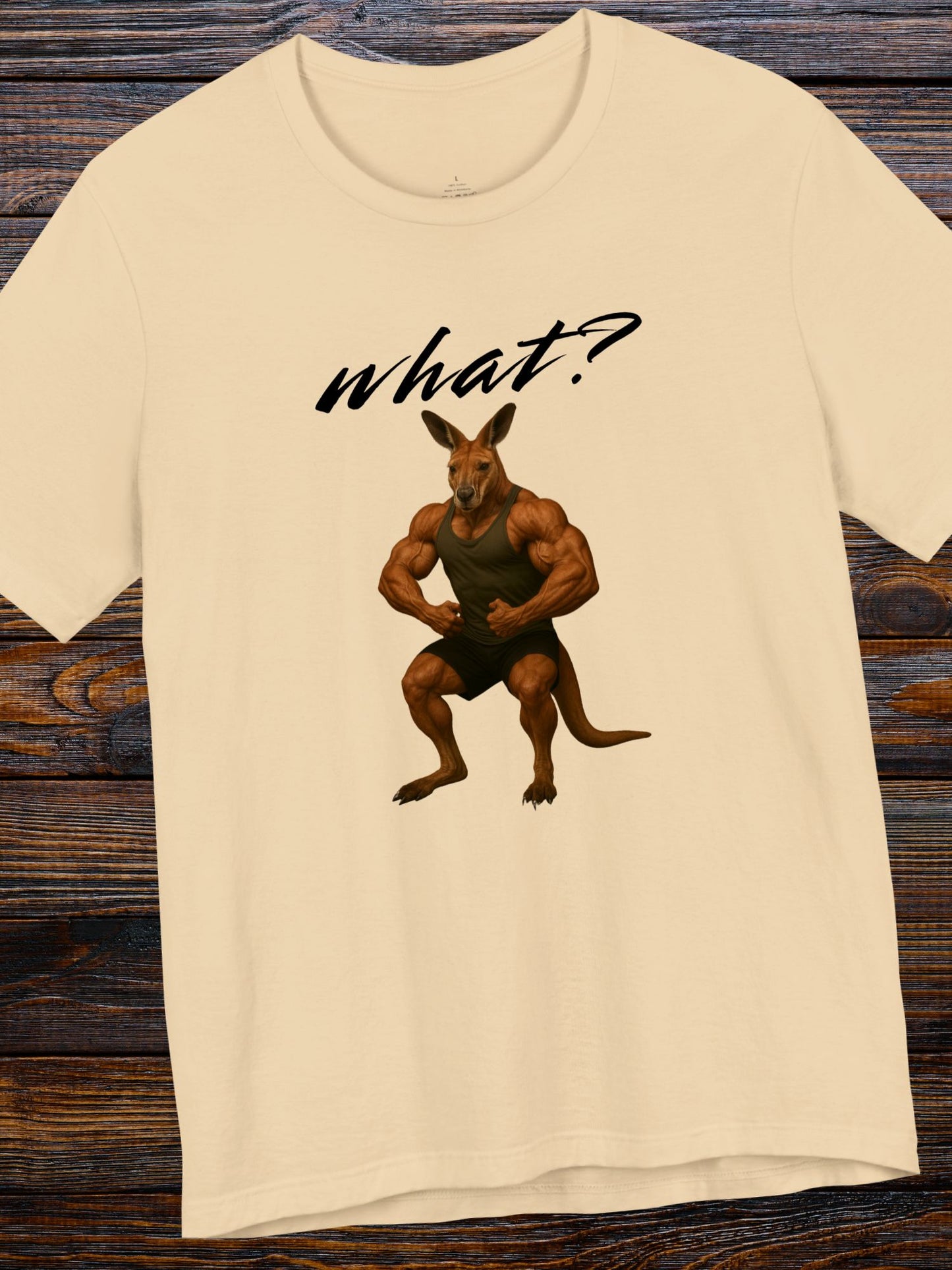 'What?' Kangaroo Flexing Graphic Unisex T-Shirt, Australian Gym Lovers Tee
