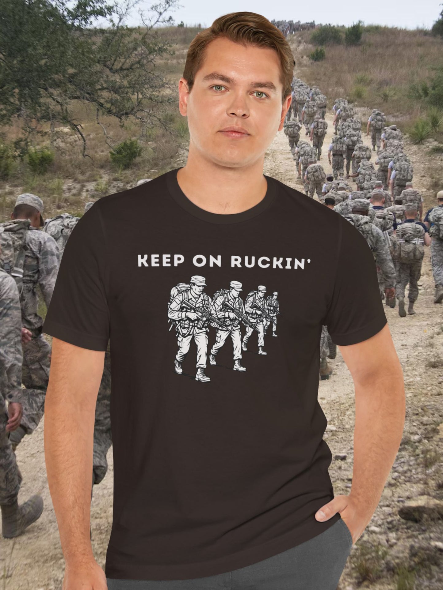 'Keep On Ruckin' Unisex T-Shirt, Military Inspired T-Shirt for Veterans, Outdoor Enthusiasts, Gift for Active Duty, Casual Wear