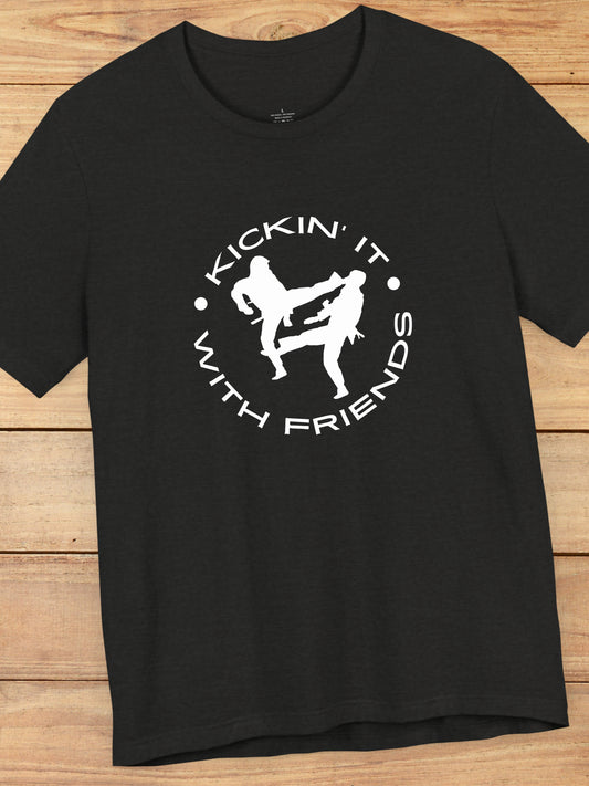 'Kickin' It With Friends' Graphic Unisex T-Shirt, Martial Arts Gift, MMA Apparel, Karate Friendship Tee