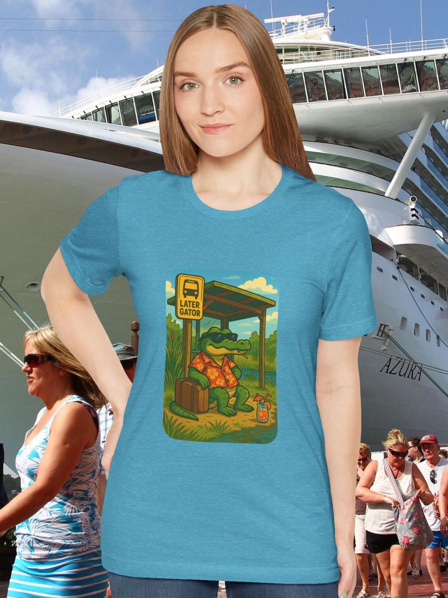 'Later Gator' Gator at a Bus Stop Graphic Unisex T-Shirt, Summer Vibes Shirt, Animal Lover Gift, Fun Casual Wear