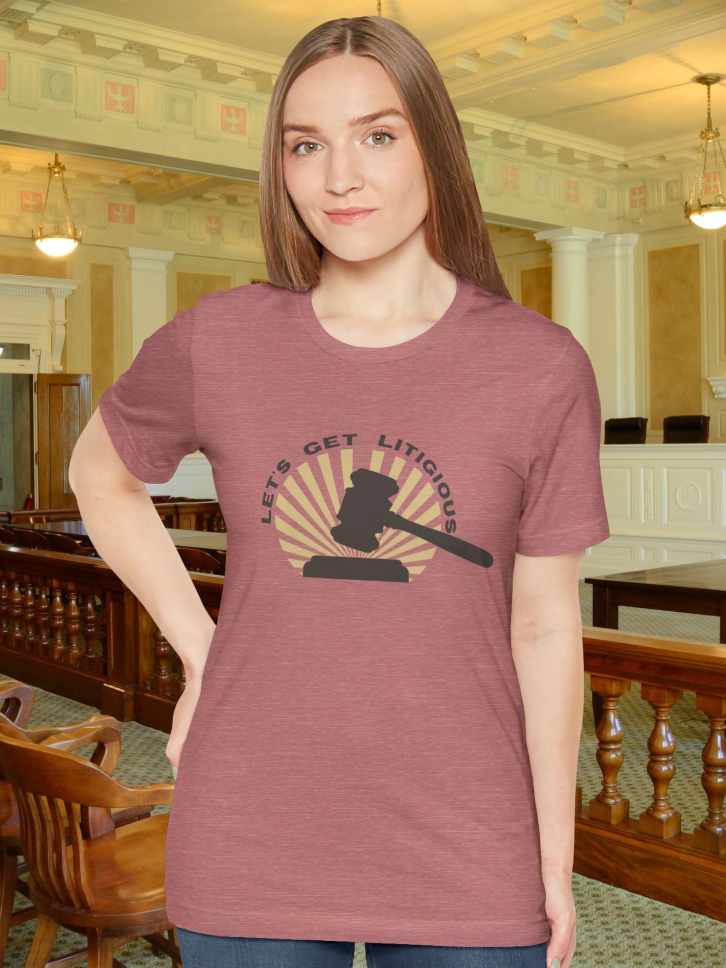 'Let's Get Litigious' Gavel Graphic Unisex T-Shirt, Lawyer Humor Tee, Legal Student Gift, Justice Apparel