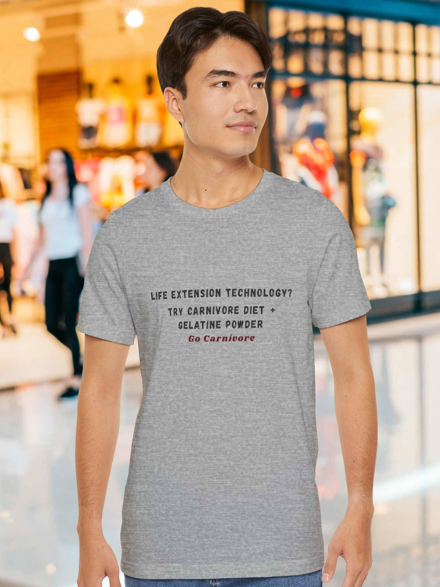 'Life extension technology? Try carnivore diet + Gelatine powder, Go Carnivore' Unisex T-Shirt, Carnivore Diet, Health and Wellness