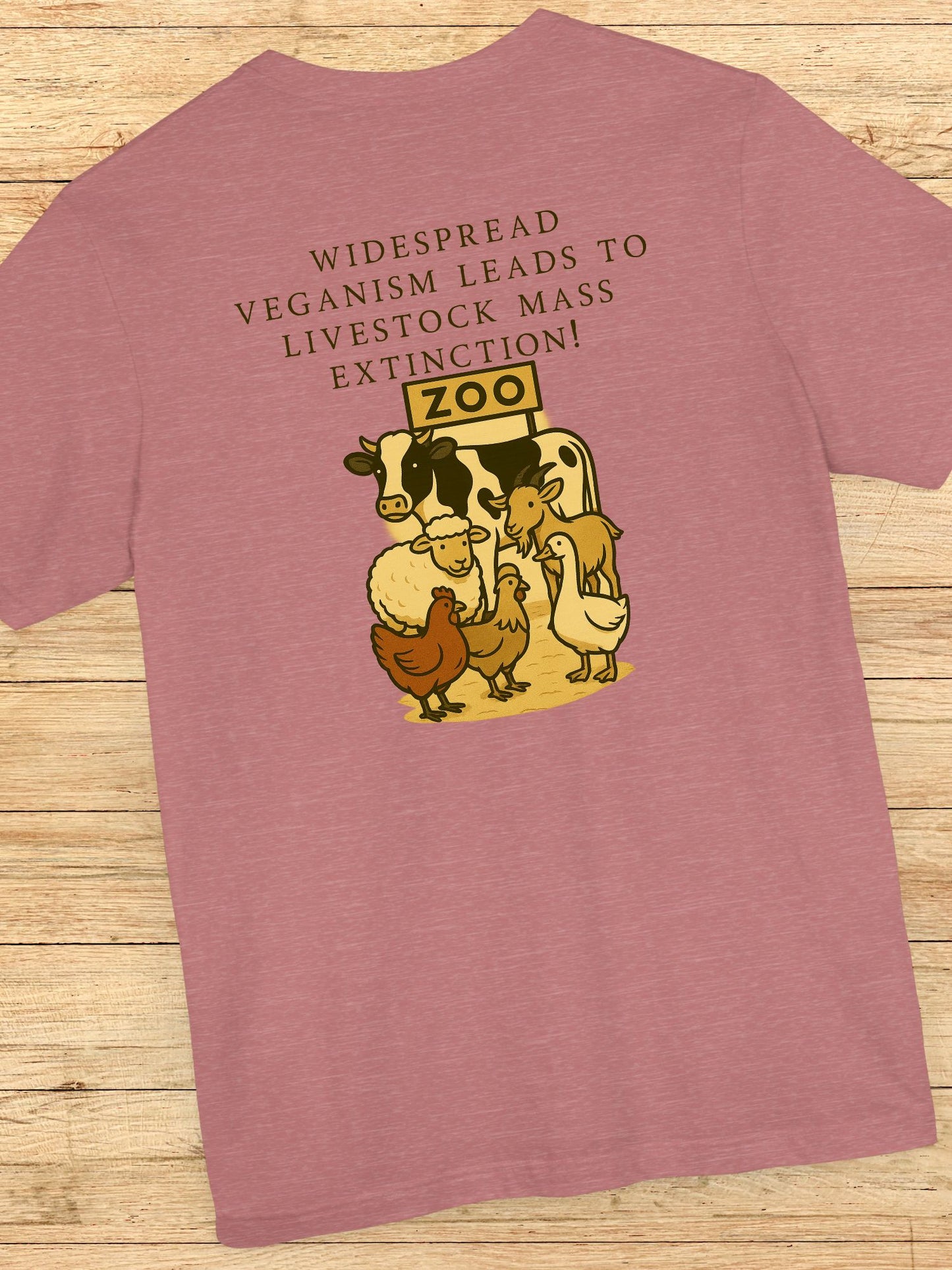 'Widespread Veganism Leads to Livestock Mass Extinction' Livestock in a Zoo Graphic Unisex T-Shirt, Gift for Anti-Vegans, Ethical Lifestyle Shirt