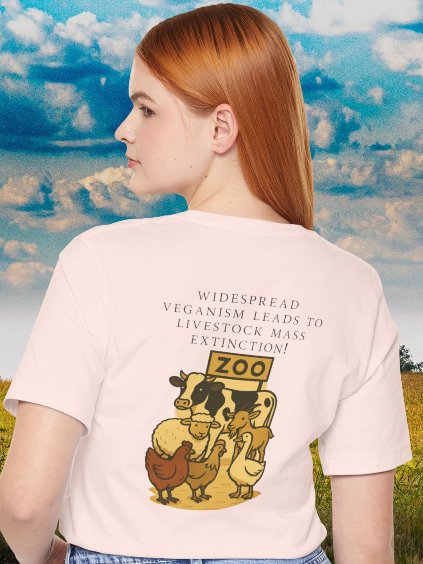 'Widespread Veganism Leads to Livestock Mass Extinction' Livestock in a Zoo Graphic Unisex T-Shirt, Gift for Anti-Vegans, Ethical Lifestyle Shirt