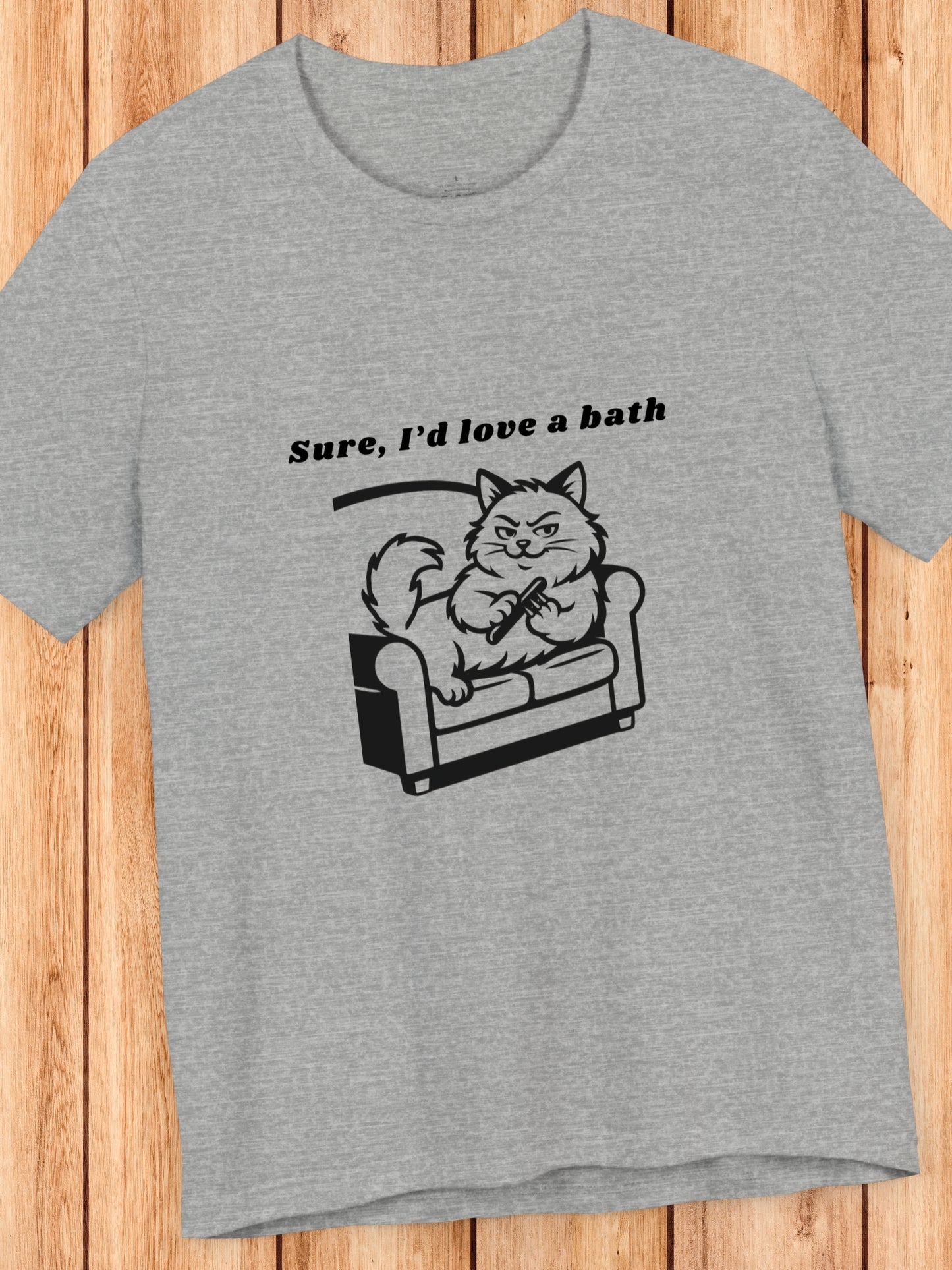 Sure, I'd love a bath' Cat Sharpening Claws Graphic Unisex T-Shirt, Humorous Cat Lover Tee