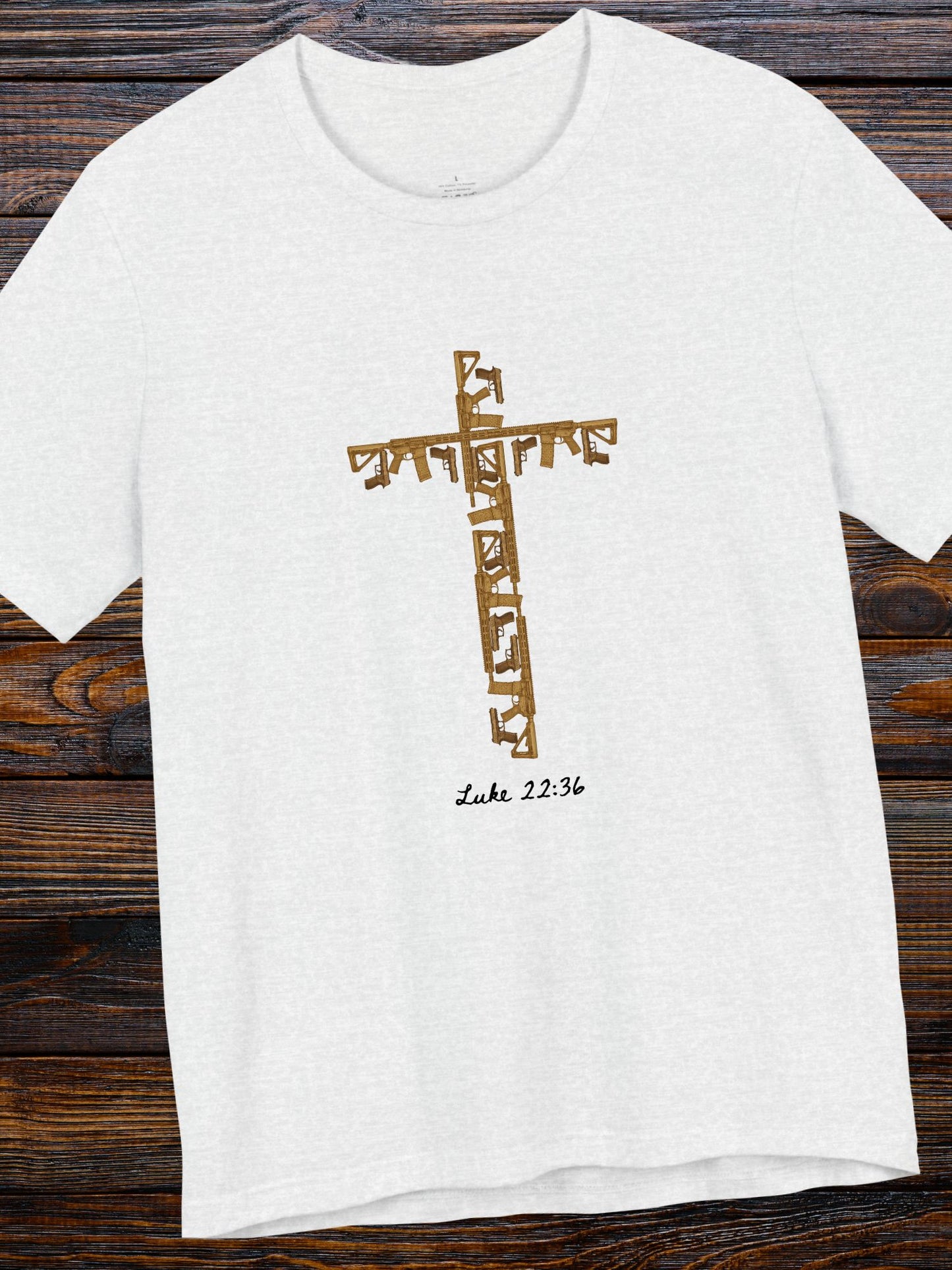 Luke 22:36 with Firearms Cross Design Unisex T-Shirt, Christian Apparel, Second Amendment Tee