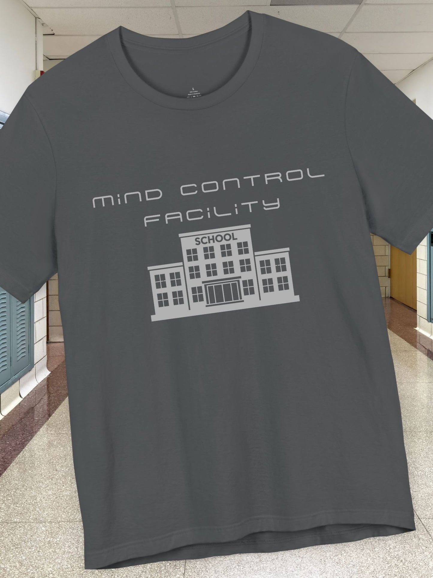 'Mind Control Facility' Graphic Unisex T-Shirt, Funny College Shirt, Graduation Gift, Unique School Apparel, Gift for Students, Gift for Teachers, Vintage Inspired T-Shirt