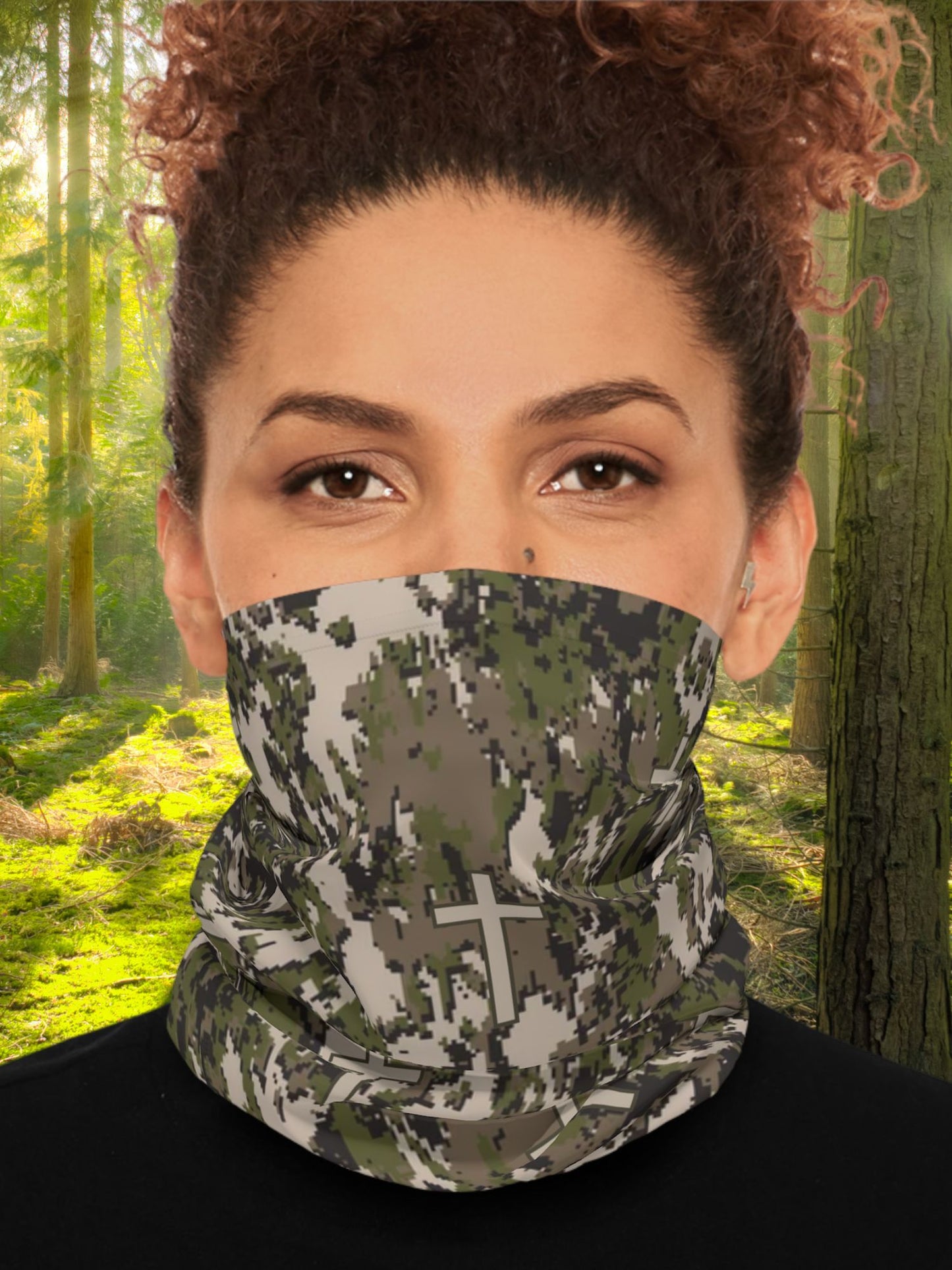 Christian Camouflage Cross Lightweight Neck Gaiter | Versatile Outdoor and Sports Accessory