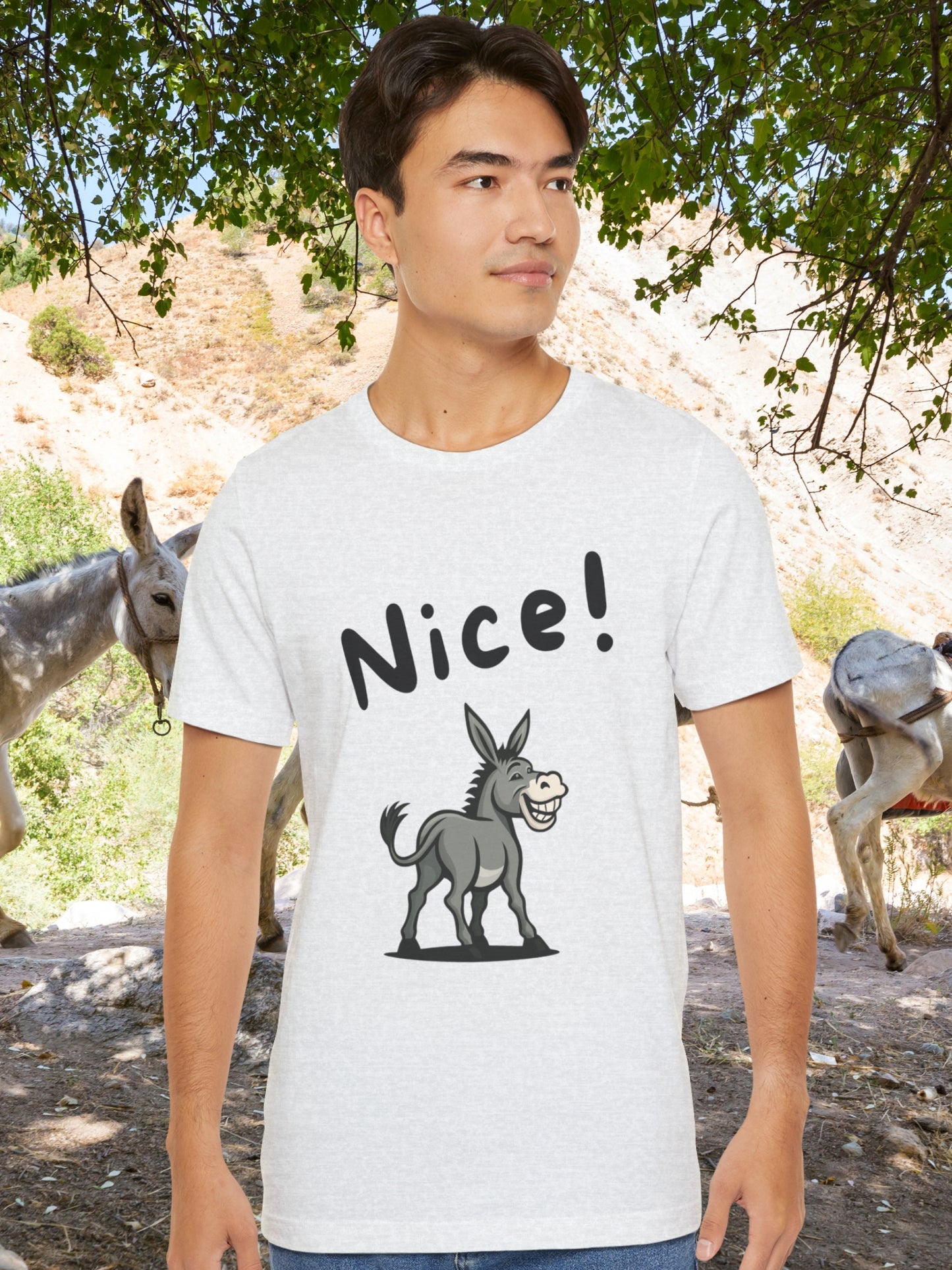 'Nice!' Donkey Graphic Unisex T-Shirt, Animal Lover Tee, Donkey Fans Apparel