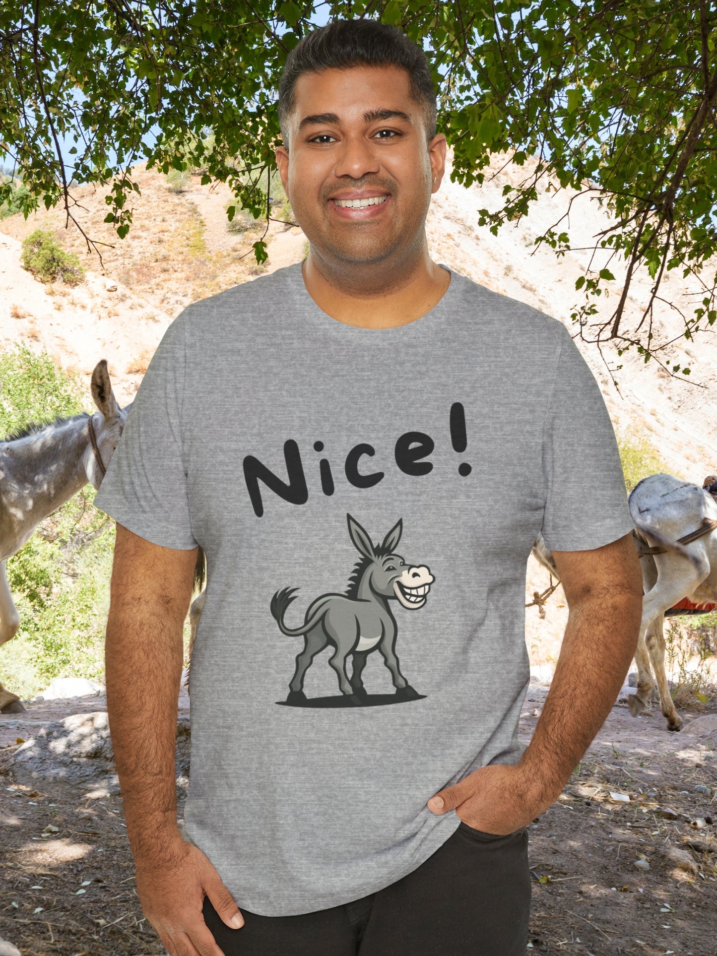 'Nice!' Donkey Graphic Unisex T-Shirt, Animal Lover Tee, Donkey Fans Apparel