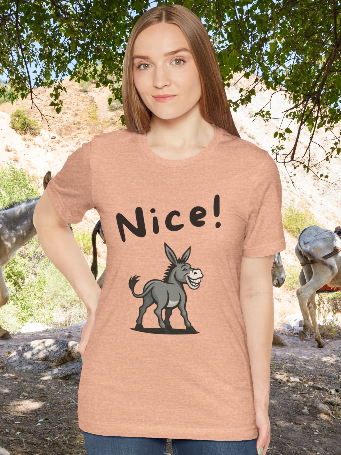 'Nice!' Donkey Graphic Unisex T-Shirt, Animal Lover Tee, Donkey Fans Apparel