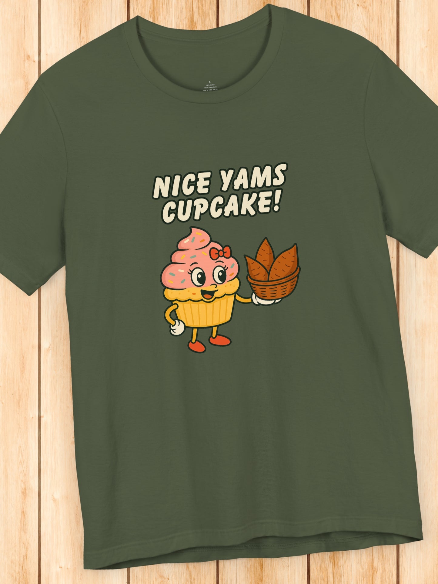'Nice Yams Cupcake!' Cute Cupcake Graphic Unisex T-Shirt, Food Lovers Apparel