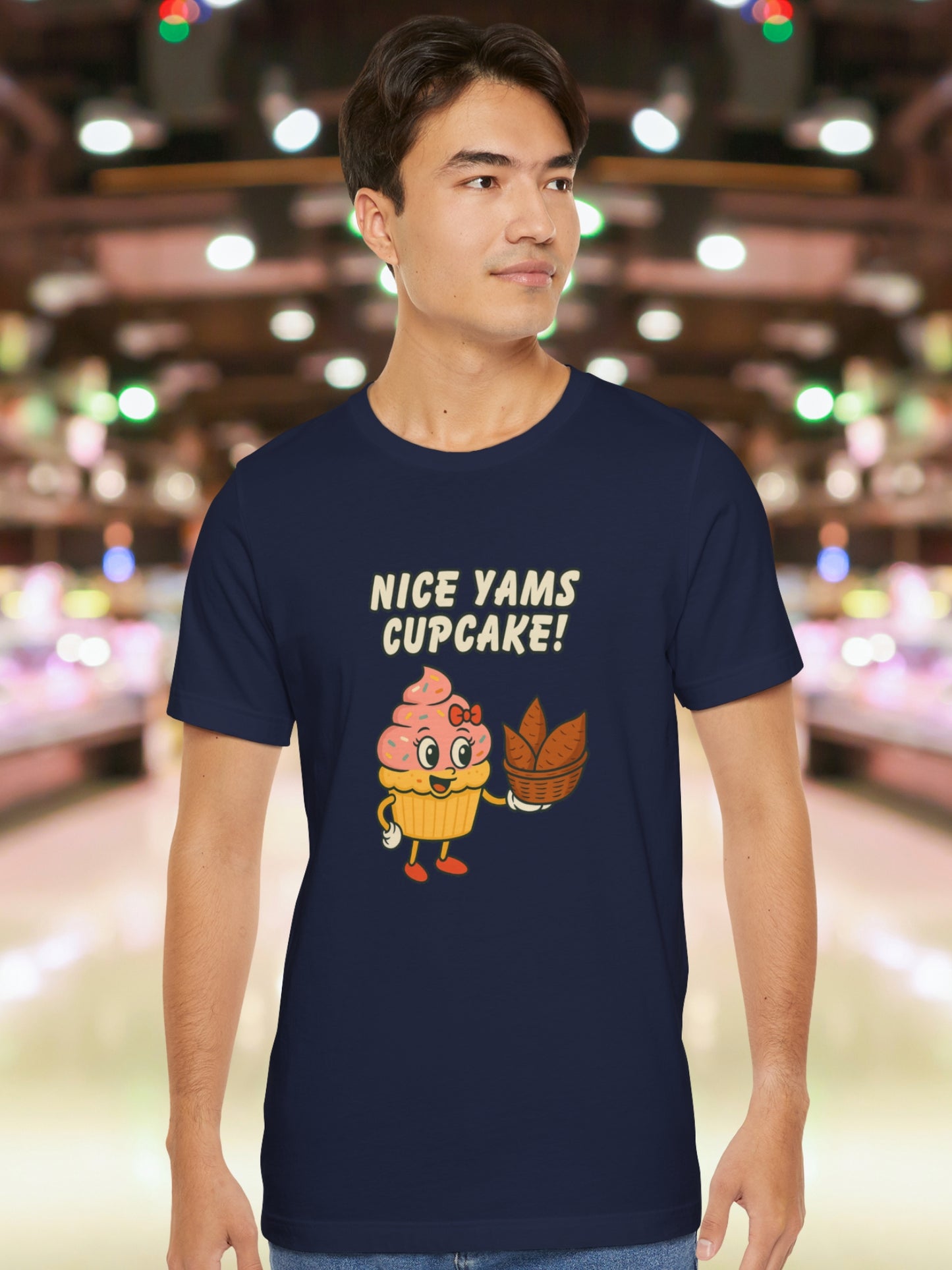 'Nice Yams Cupcake!' Cute Cupcake Graphic Unisex T-Shirt, Food Lovers Apparel