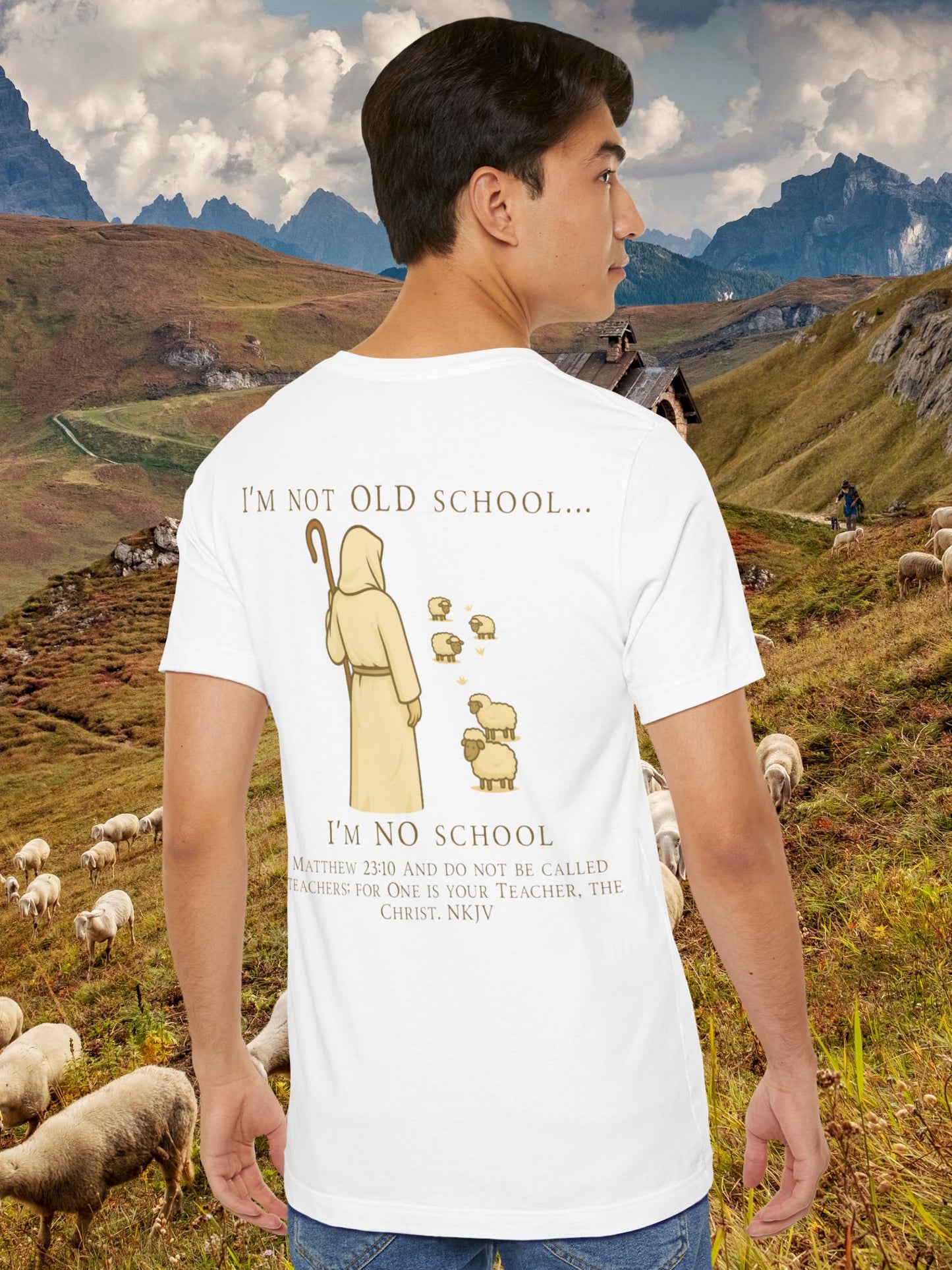 Vintage "NO school" Christian T-shirt, Gift for Christians, Bible verse Matthew 23:10