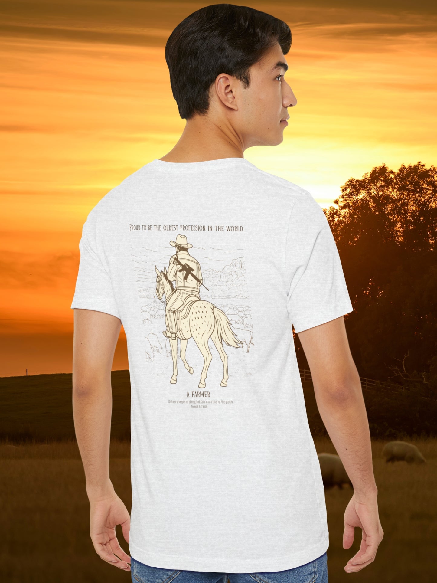'Proud to be the oldest profession in the world...' Shepherd Graphic Unisex T-Shirt, Christian Apparel, Bible Verse, Farming Tee, Herdsman Tee