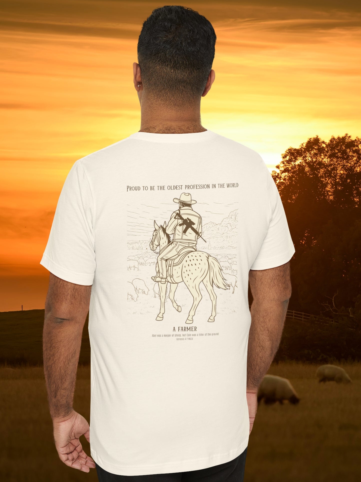 'Proud to be the oldest profession in the world...' Shepherd Graphic Unisex T-Shirt, Christian Apparel, Bible Verse, Farming Tee, Herdsman Tee