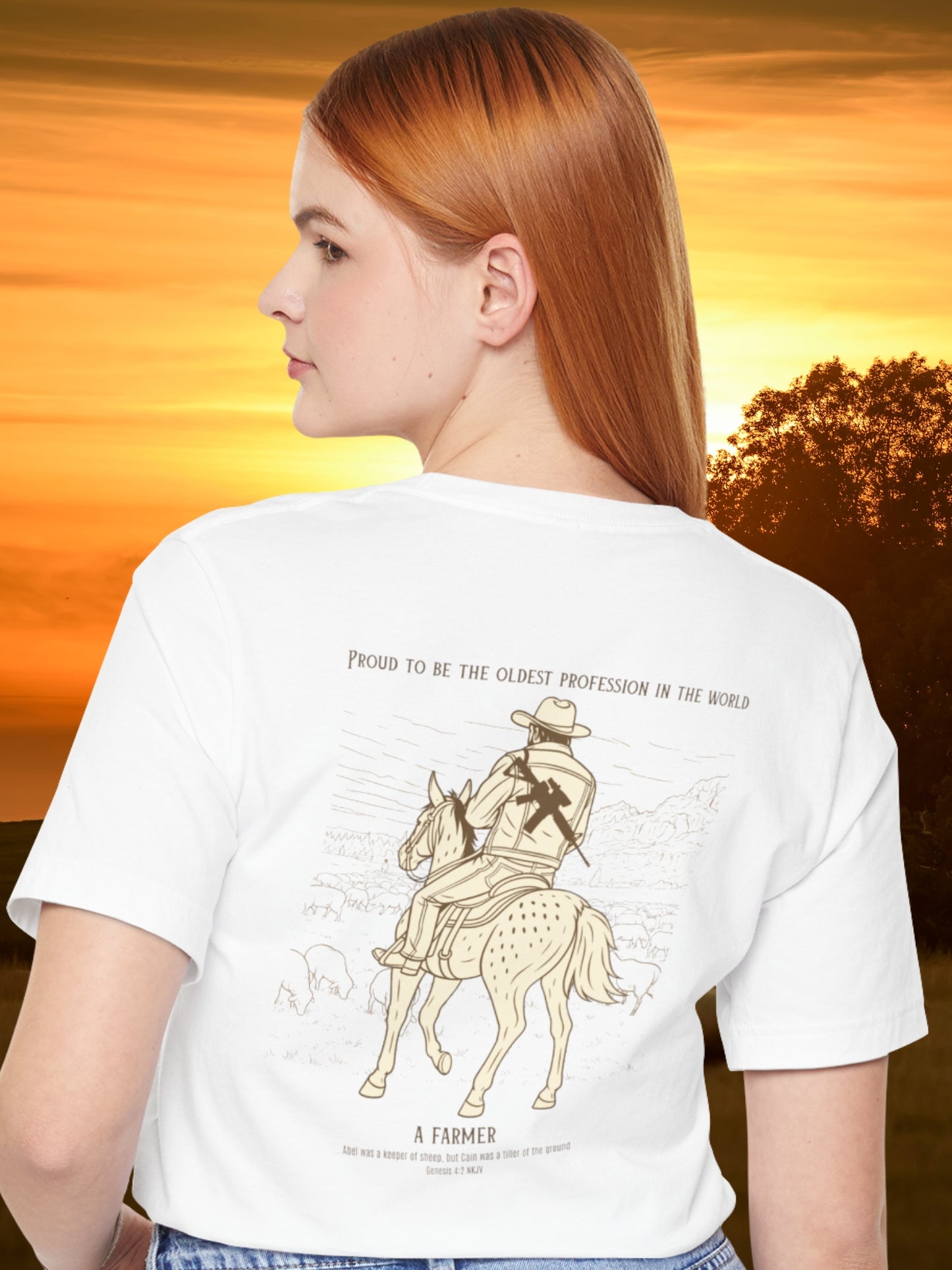 'Proud to be the oldest profession in the world...' Shepherd Graphic Unisex T-Shirt, Christian Apparel, Bible Verse, Farming Tee, Herdsman Tee