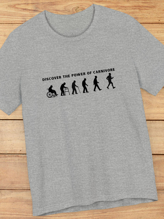 'Discover The Power of Carnivore' Carnivore Wellness Evolution Graphic Unisex T-Shirt, Educational Health and Wellness Tee, Carnivore Apparel