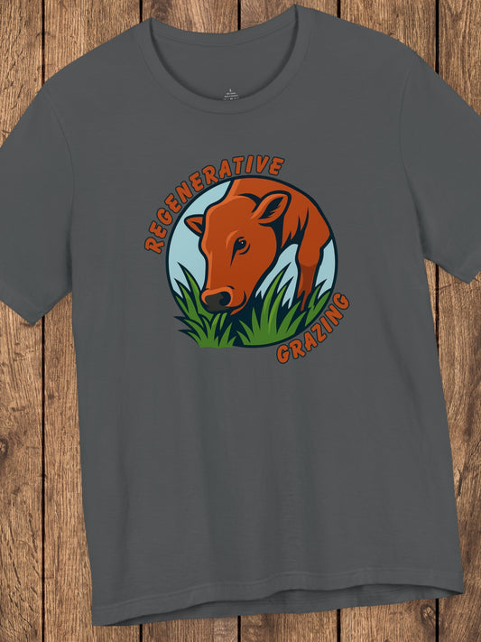 'Regenerative Grazing' Cow Grazing Graphic Unisex T-Shirt, Holistic Ranching Tee,  Environmental Care Apparel