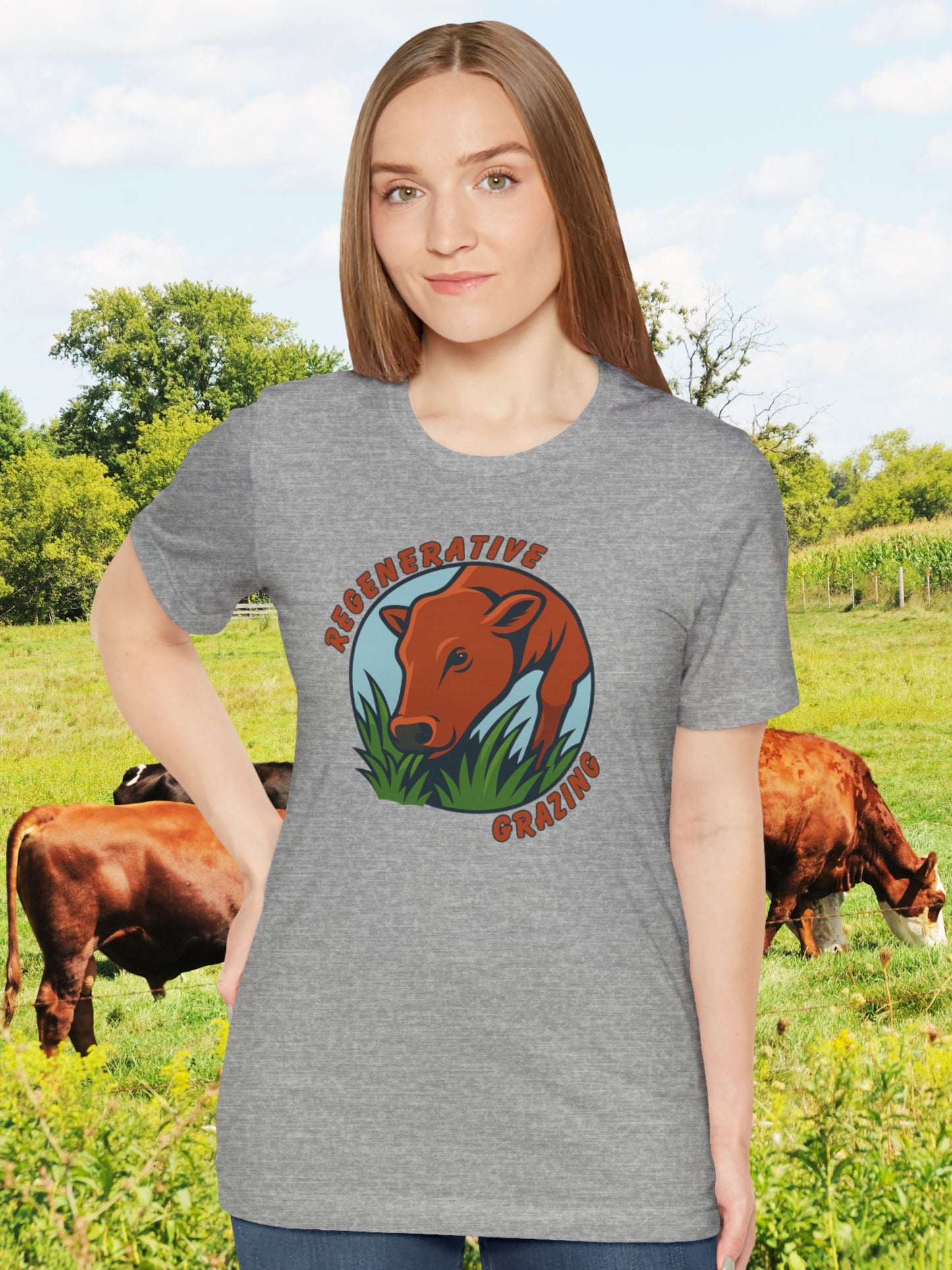 'Regenerative Grazing' Cow Grazing Graphic Unisex T-Shirt, Holistic Ranching Tee,  Environmental Care Apparel