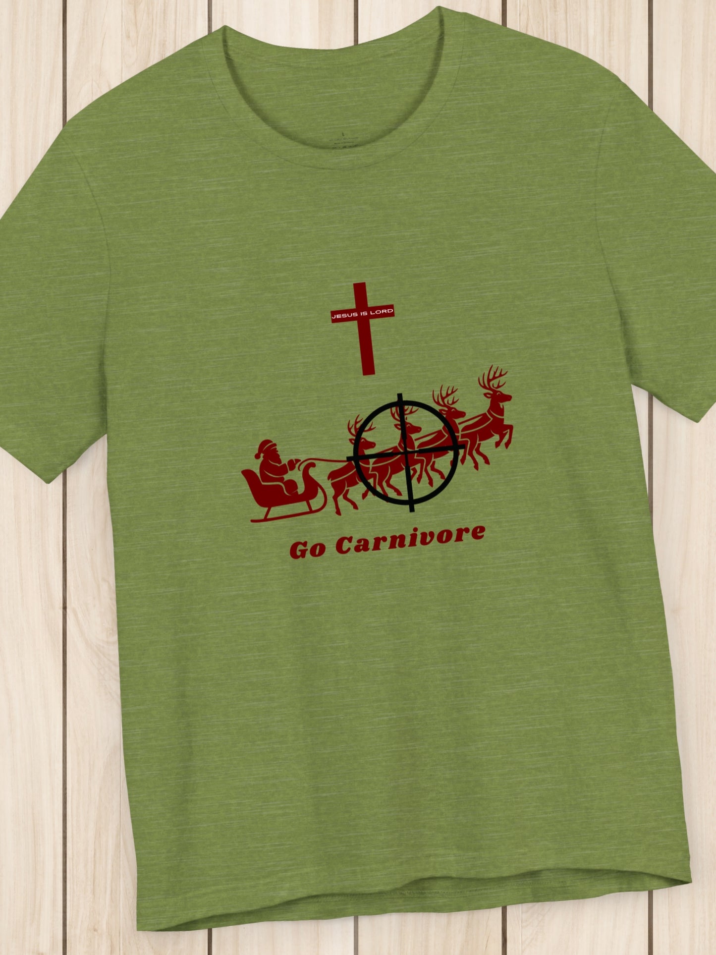 Anti-Santa, Christian Carnivore Graphic ' JESUS IS LORD, Go Carnivore' Unisex T-Shirt, Carnivore Diet Apparel, Christmas Tee, Anti-Santa