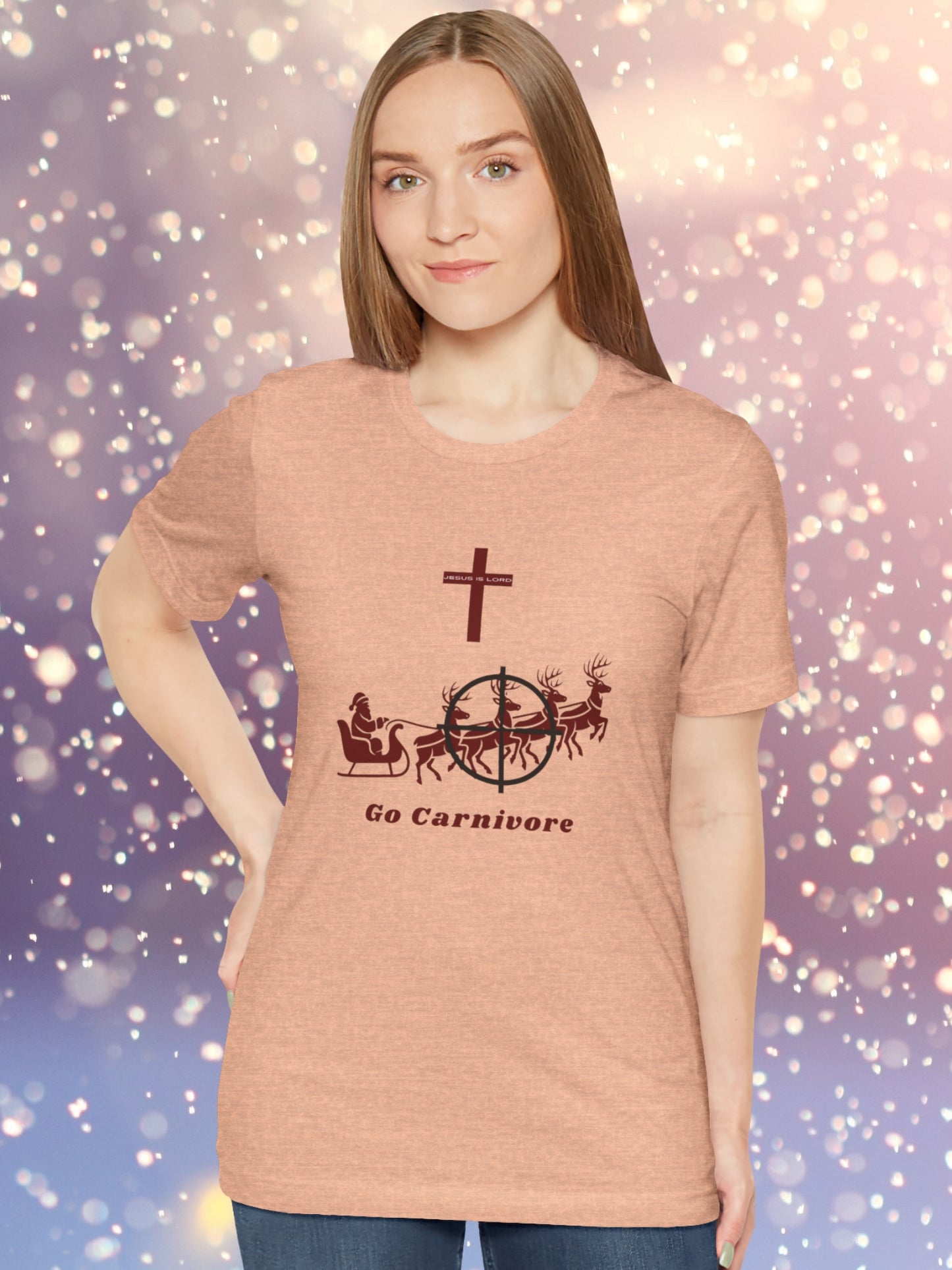 Anti-Santa, Christian Carnivore Graphic ' JESUS IS LORD, Go Carnivore' Unisex T-Shirt, Carnivore Diet Apparel, Christmas Tee, Anti-Santa