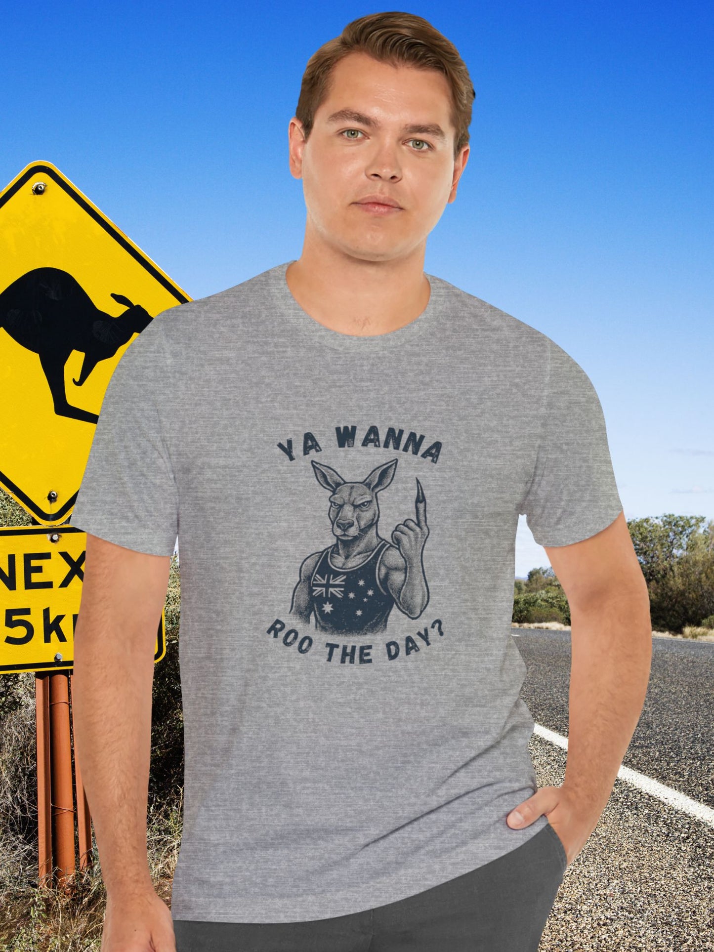 'Ya Wanna Roo the Day?' Tough Kangaroo Graphic Unisex T-Shirt, Australian Pride Tee