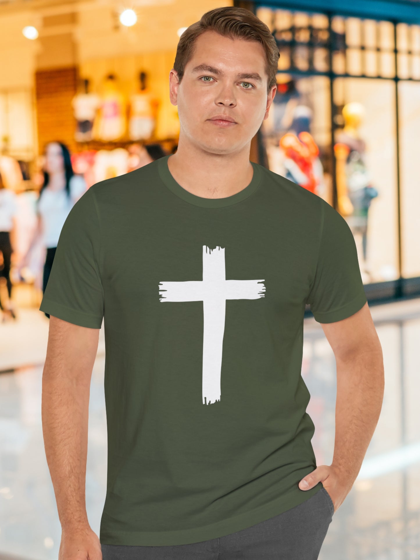Rough Cross Graphic Unisex T-Shirt, Christian Apparel