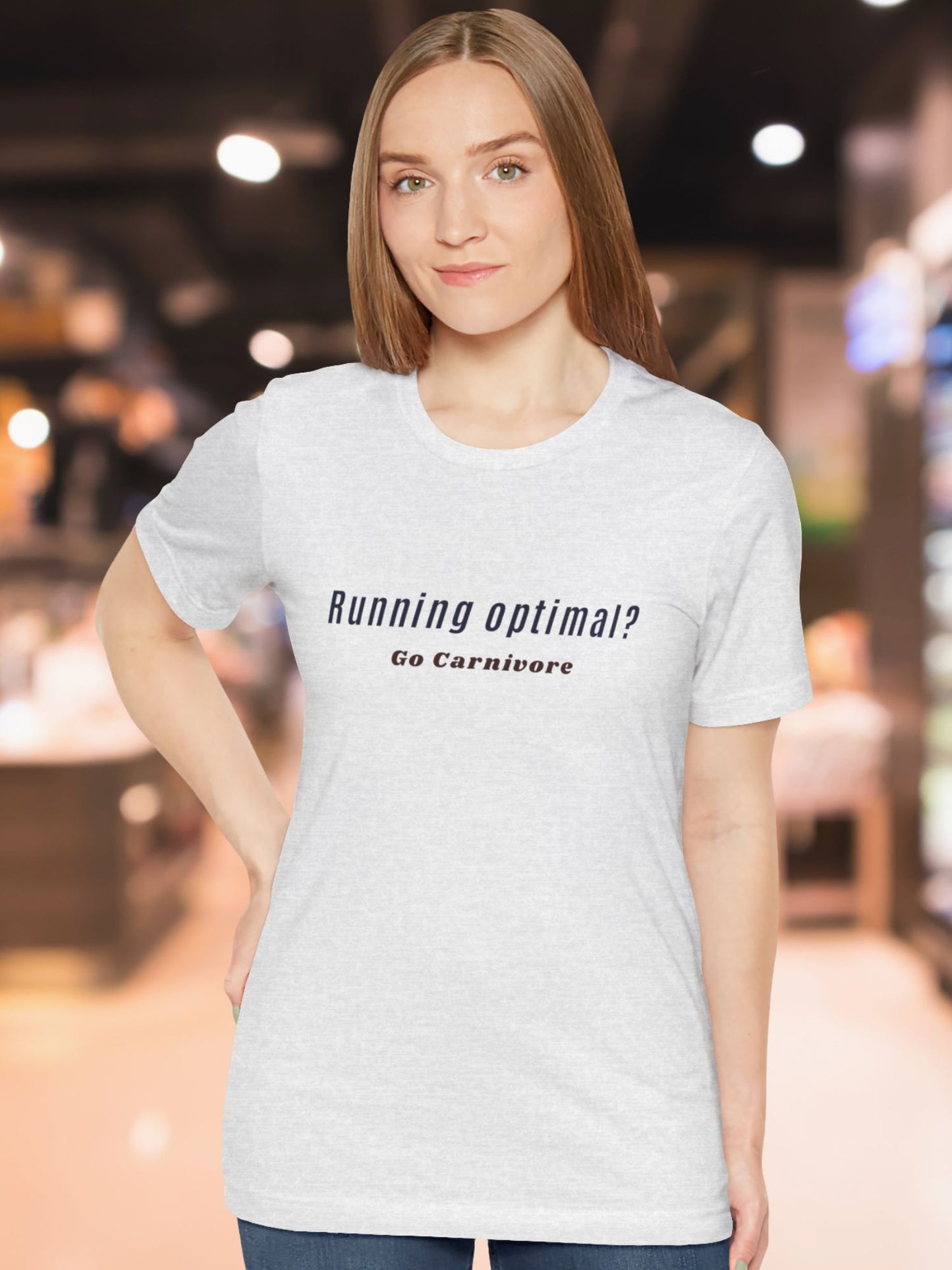 'Running optimal? Go Carnivore' Unisex T-Shirt, Carnivore Diet Apparel, Health and Wellness Tee