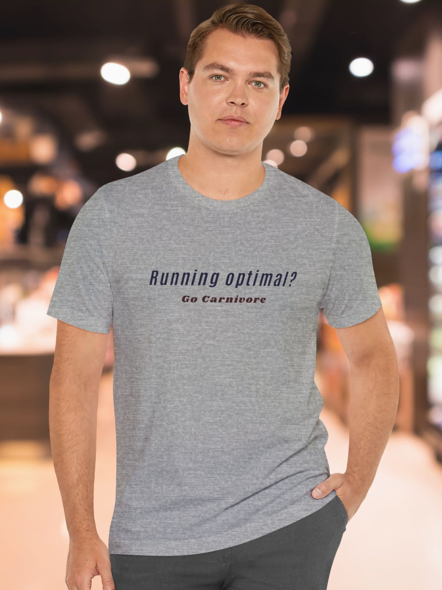 'Running optimal? Go Carnivore' Unisex T-Shirt, Carnivore Diet Apparel, Health and Wellness Tee