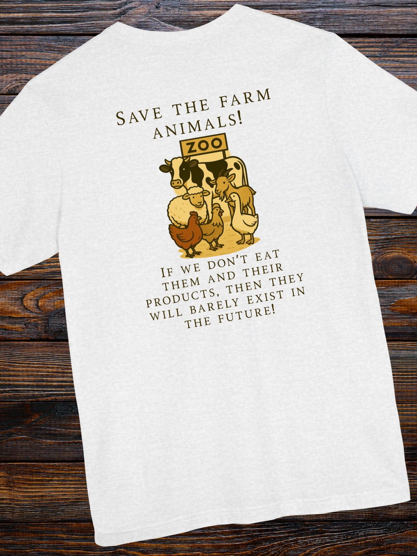 'Save the Farm Animals' Farm Animals in a Zoo Graphic Unisex T-Shirt, Gift for Animal Lovers