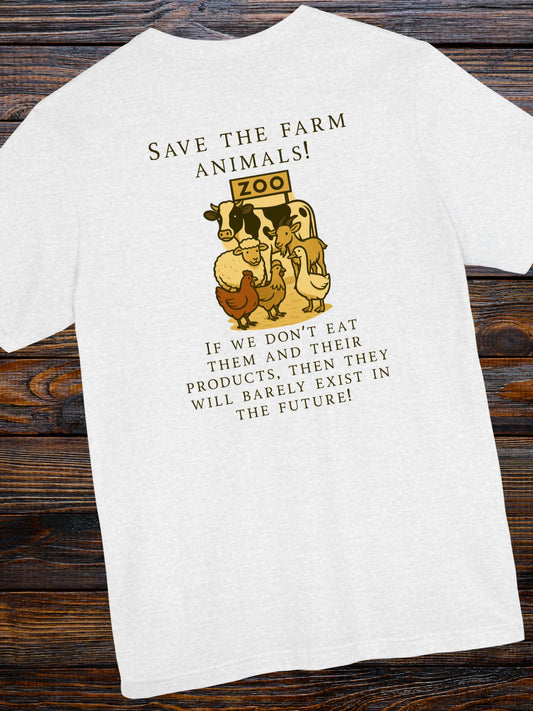 'Save the Farm Animals' Farm Animals in a Zoo Graphic Unisex T-Shirt, Gift for Animal Lovers