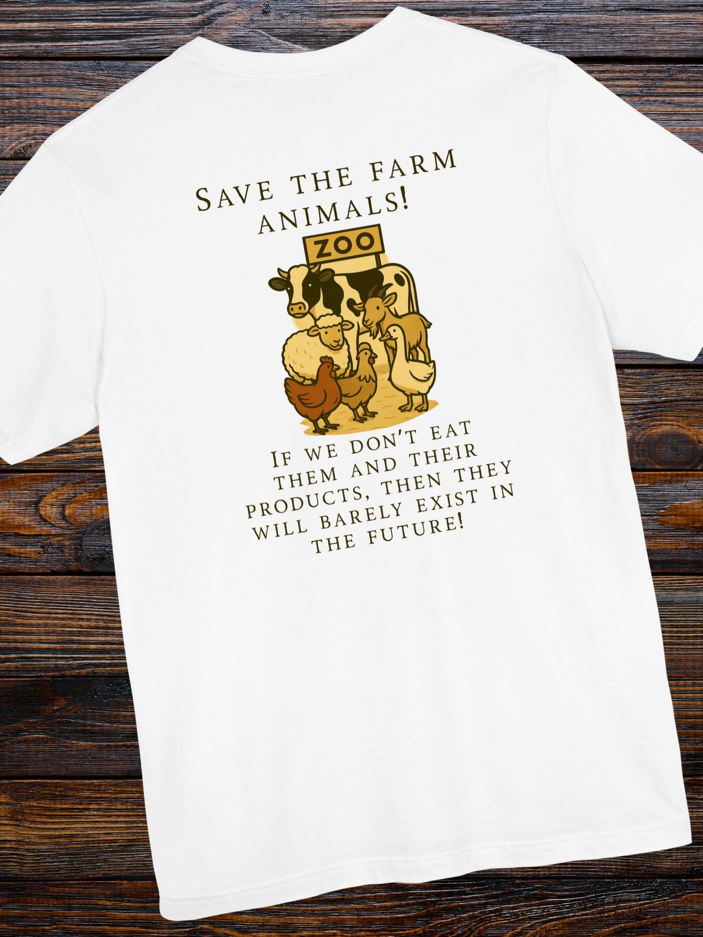 'Save the Farm Animals' Farm Animals in a Zoo Graphic Unisex T-Shirt, Gift for Animal Lovers