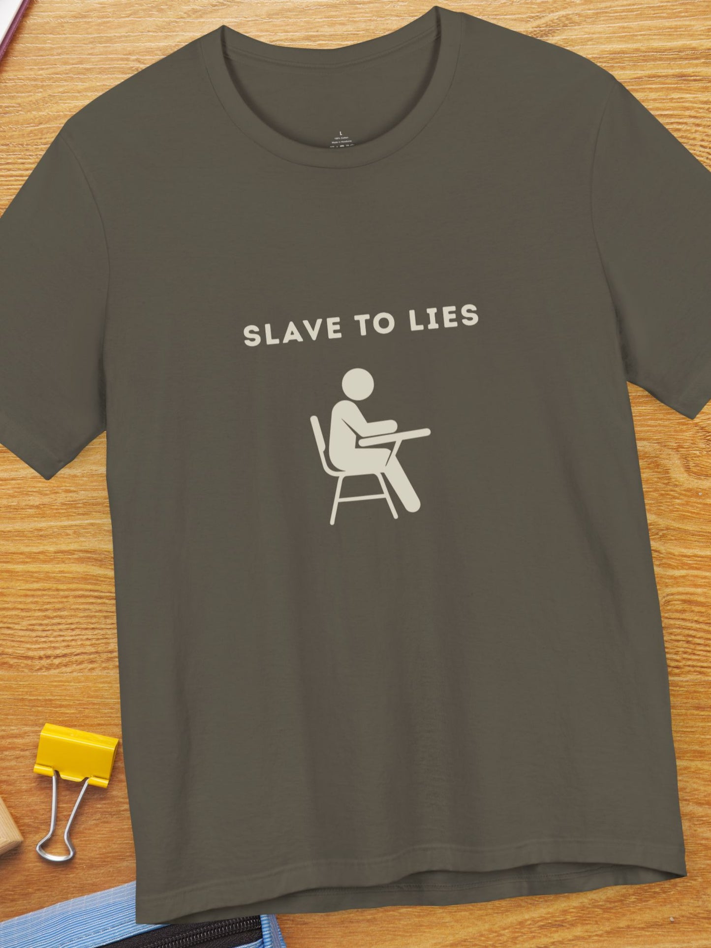 'Slave to Lies' Student Graphic Unisex T-Shirt, Gift for Students, Anti-School Apparel, Educational Tee