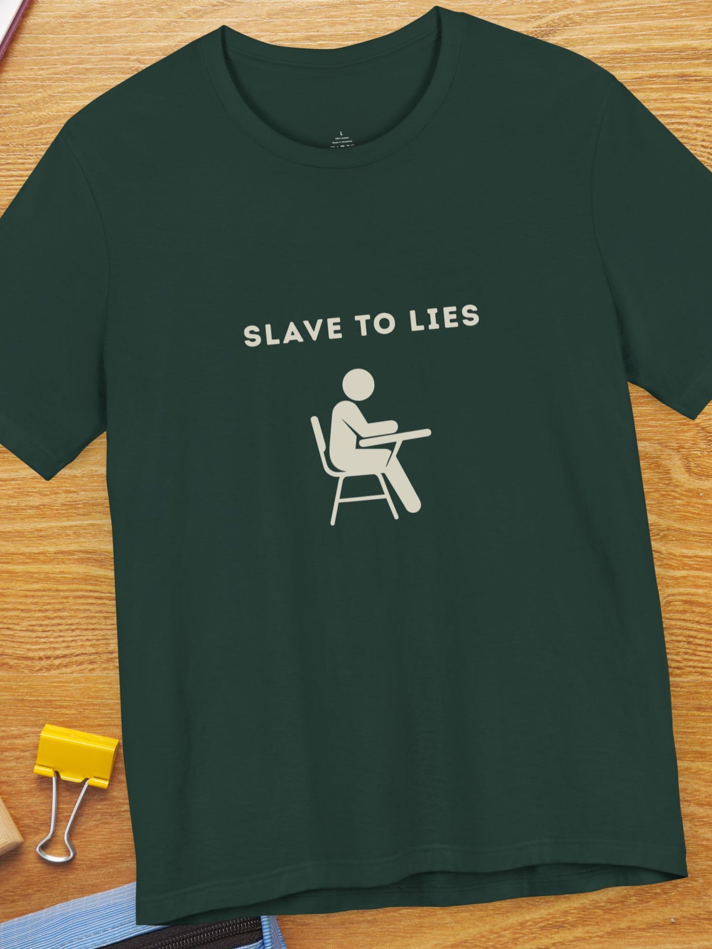 'Slave to Lies' Student Graphic Unisex T-Shirt, Gift for Students, Anti-School Apparel, Educational Tee