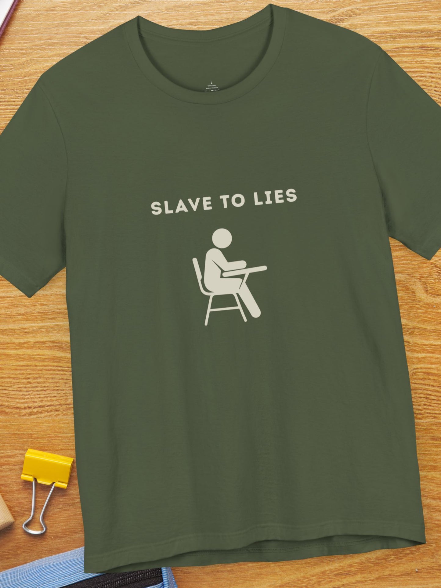 'Slave to Lies' Student Graphic Unisex T-Shirt, Gift for Students, Anti-School Apparel, Educational Tee