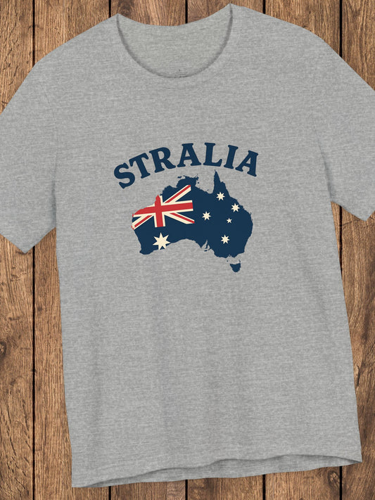'Stralia' Map with Flag Graphic Unisex T-Shirt, Australia Lovers Tee, Travelers