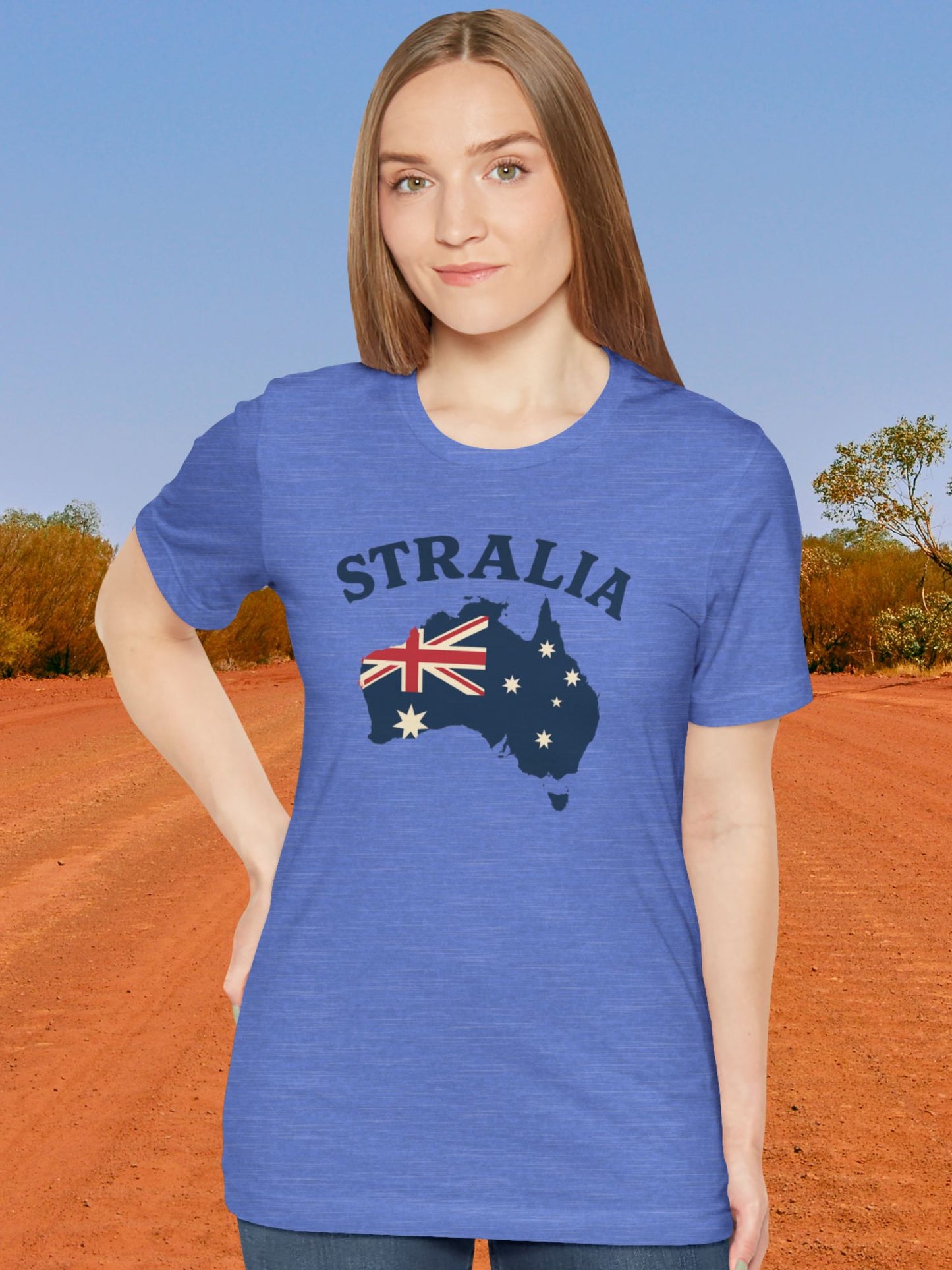 'Stralia' Map with Flag Graphic Unisex T-Shirt, Australia Lovers Tee, Travelers