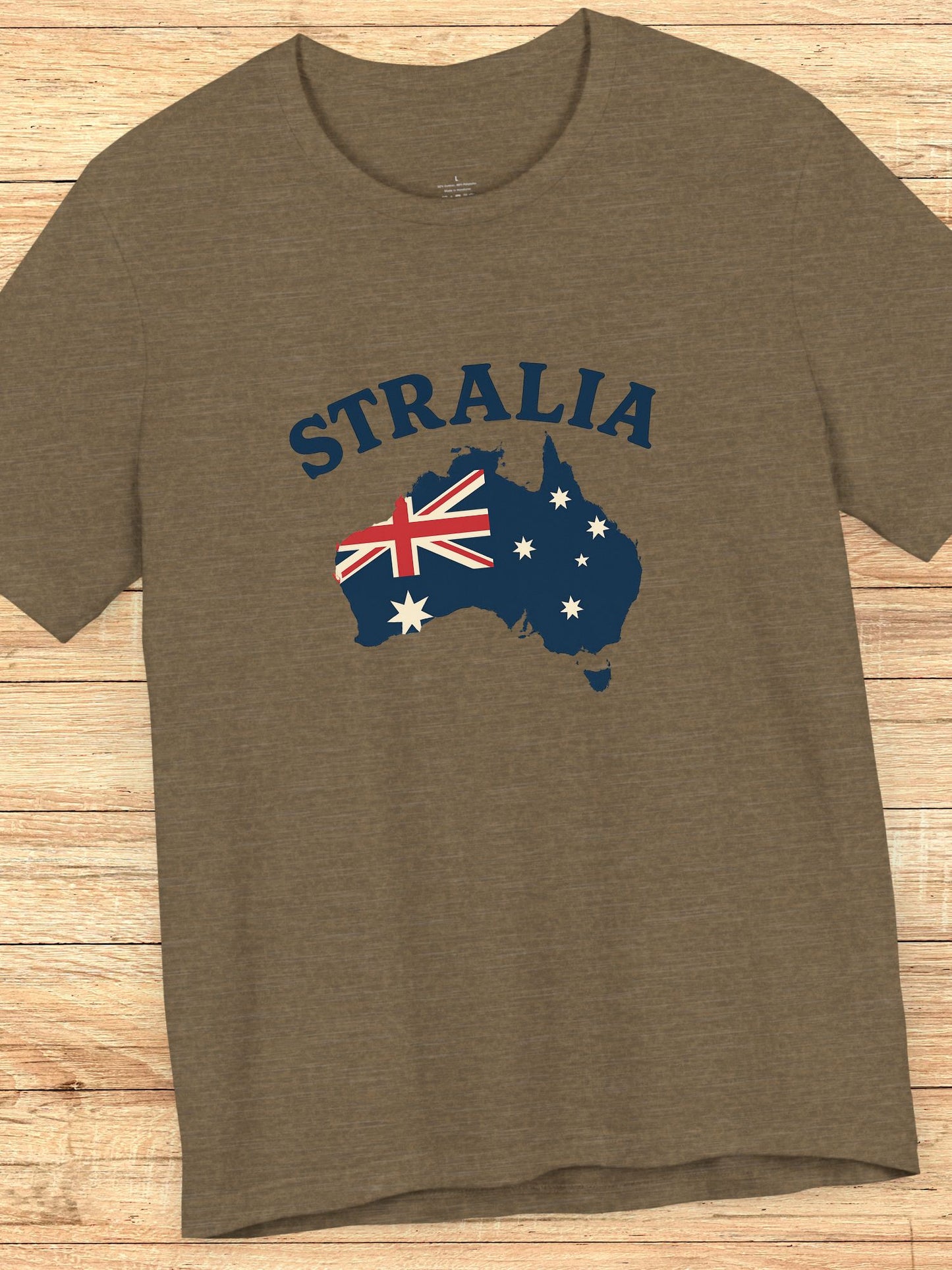 'Stralia' Map with Flag Graphic Unisex T-Shirt, Australia Lovers Tee, Travelers