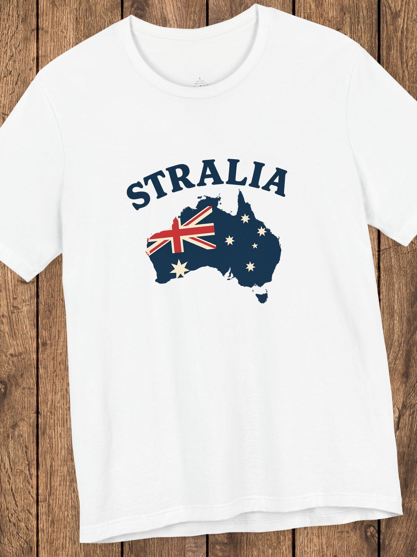 'Stralia' Map with Flag Graphic Unisex T-Shirt, Australia Lovers Tee, Travelers