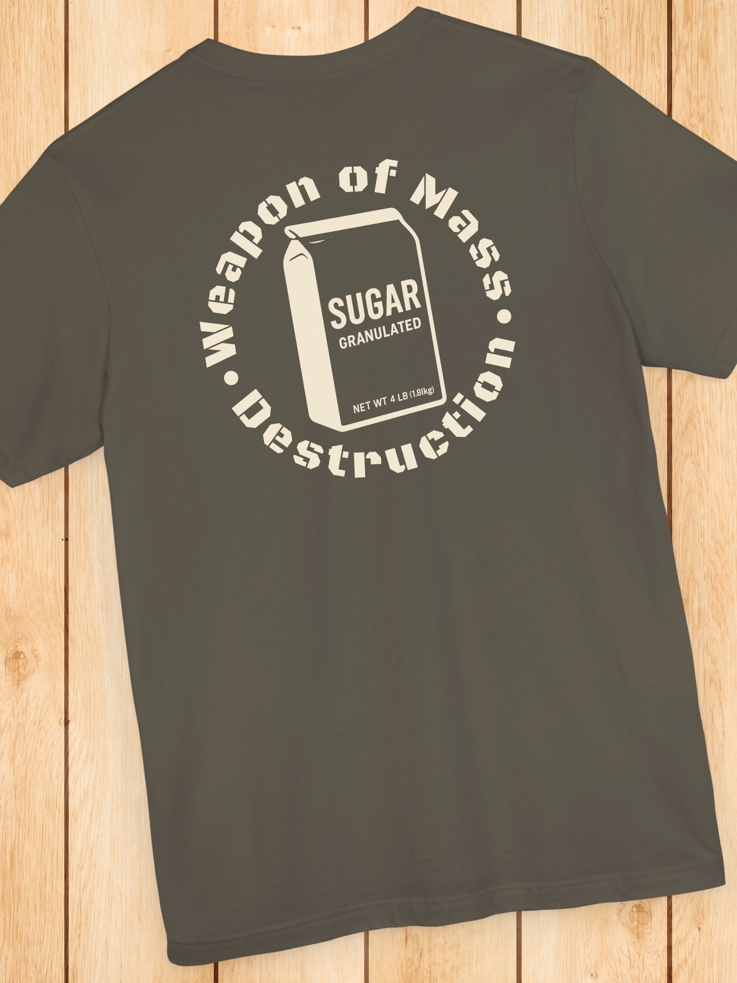 'Weapon of Mass Destruction' Bag of Sugar Graphic Unisex T-Shirt, Anti-Sugar Tee, Health Education Apparel