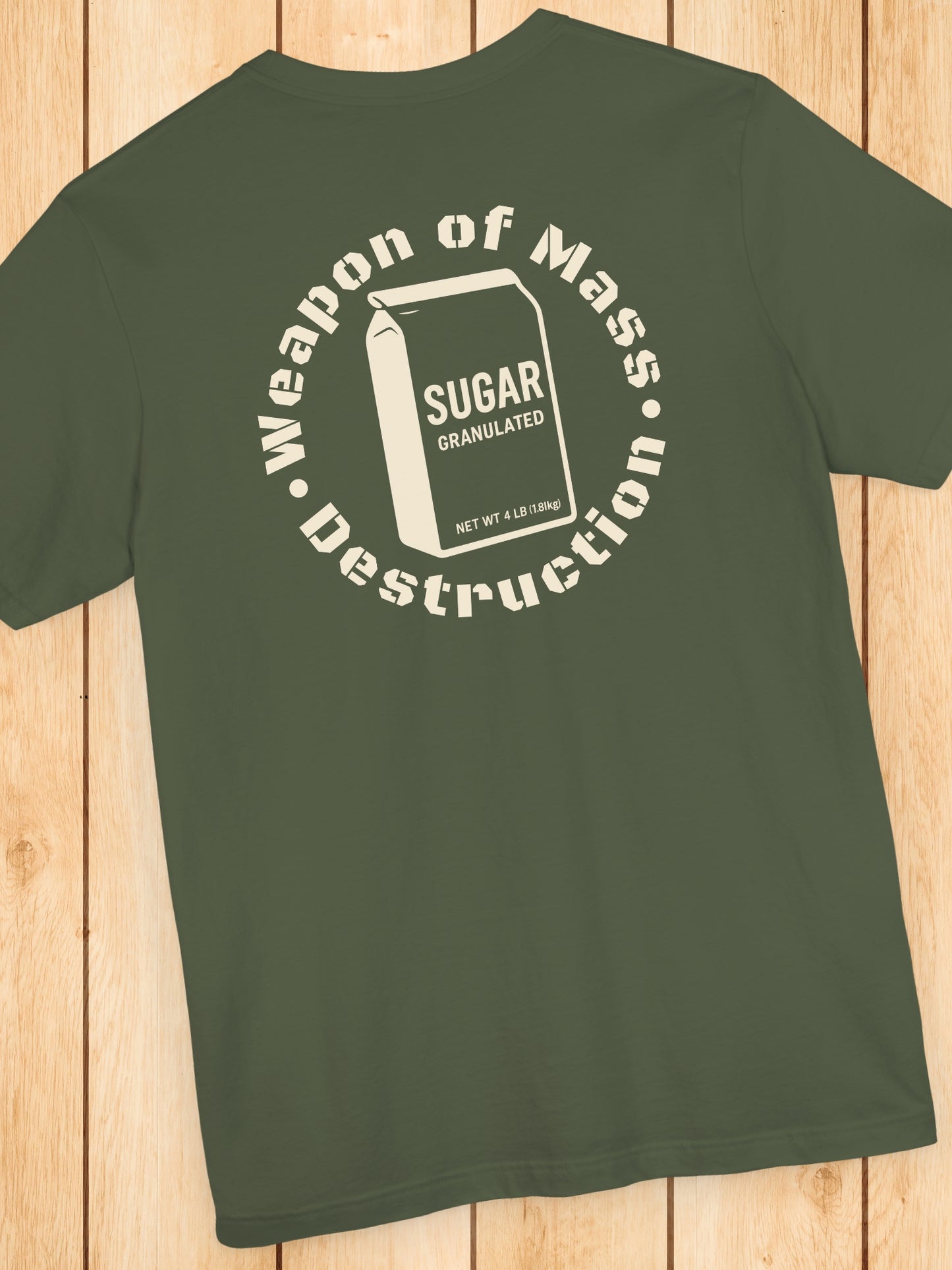 'Weapon of Mass Destruction' Bag of Sugar Graphic Unisex T-Shirt, Anti-Sugar Tee, Health Education Apparel