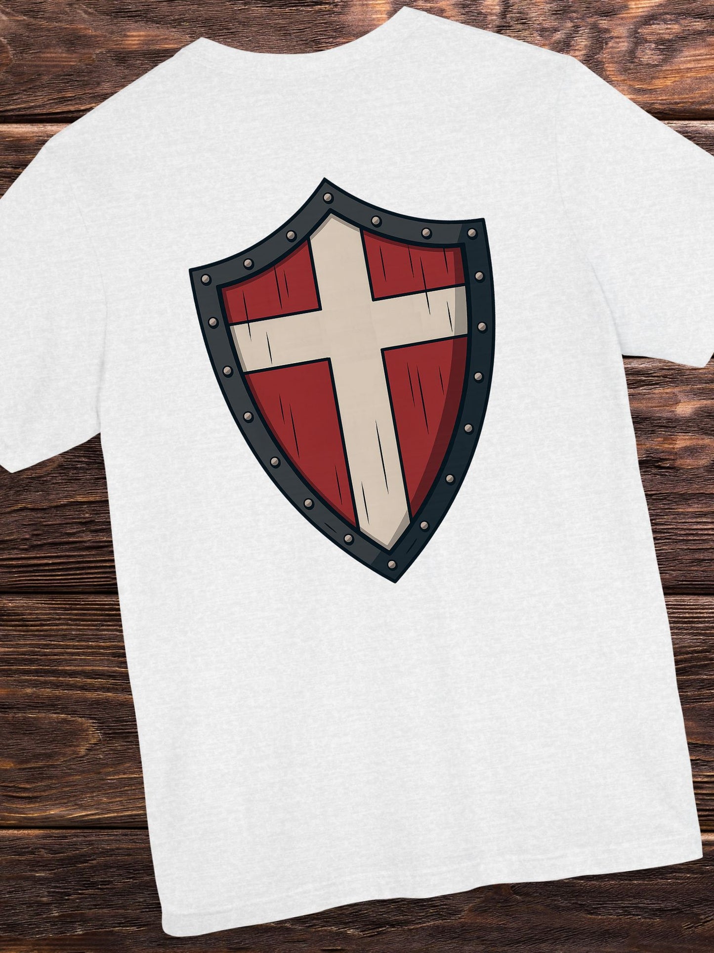 Shield Cross (Back) Graphic Unisex T-Shirt, Christian Apparel, Warrior