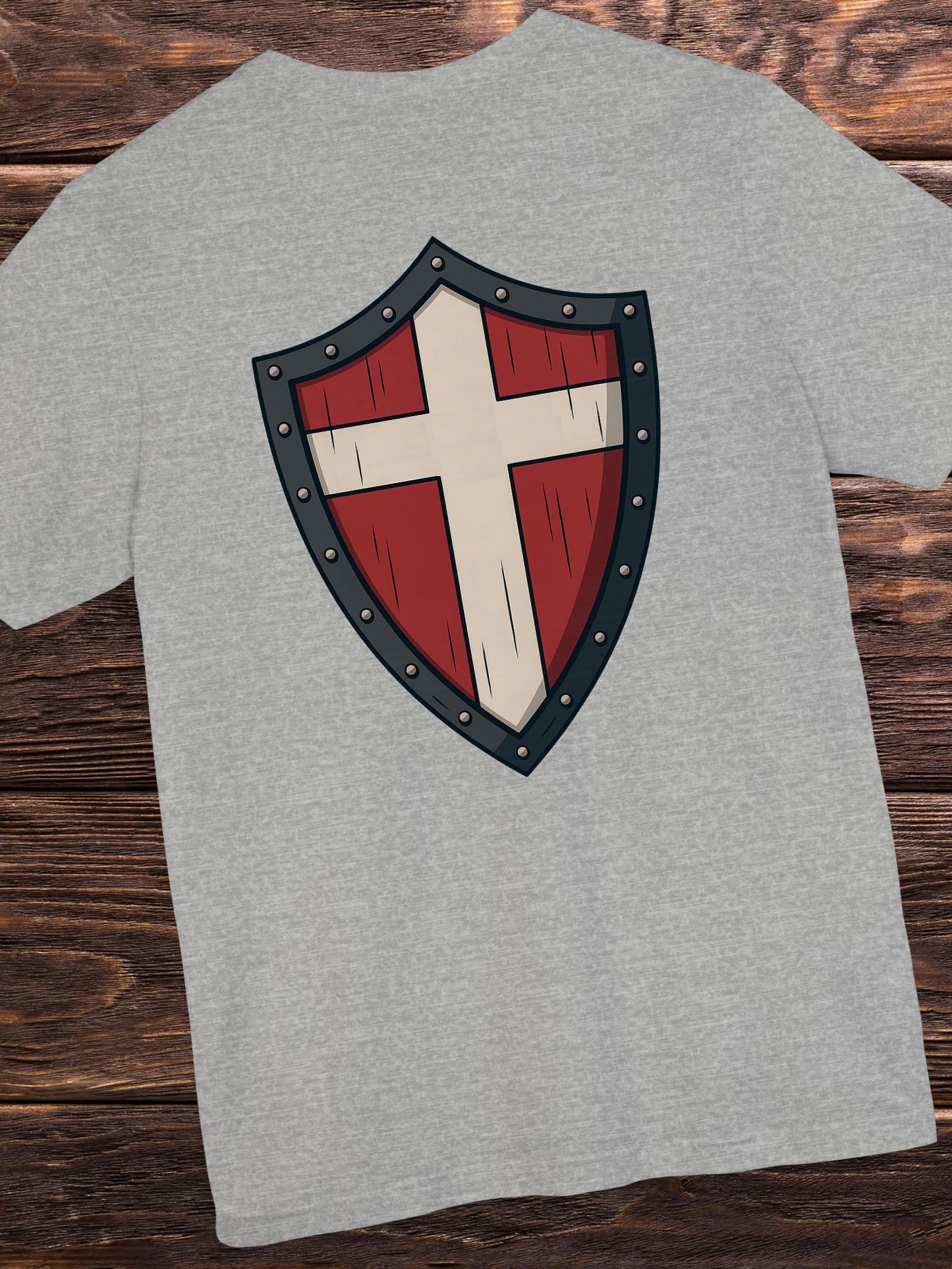 Shield Cross (Back) Graphic Unisex T-Shirt, Christian Apparel, Warrior